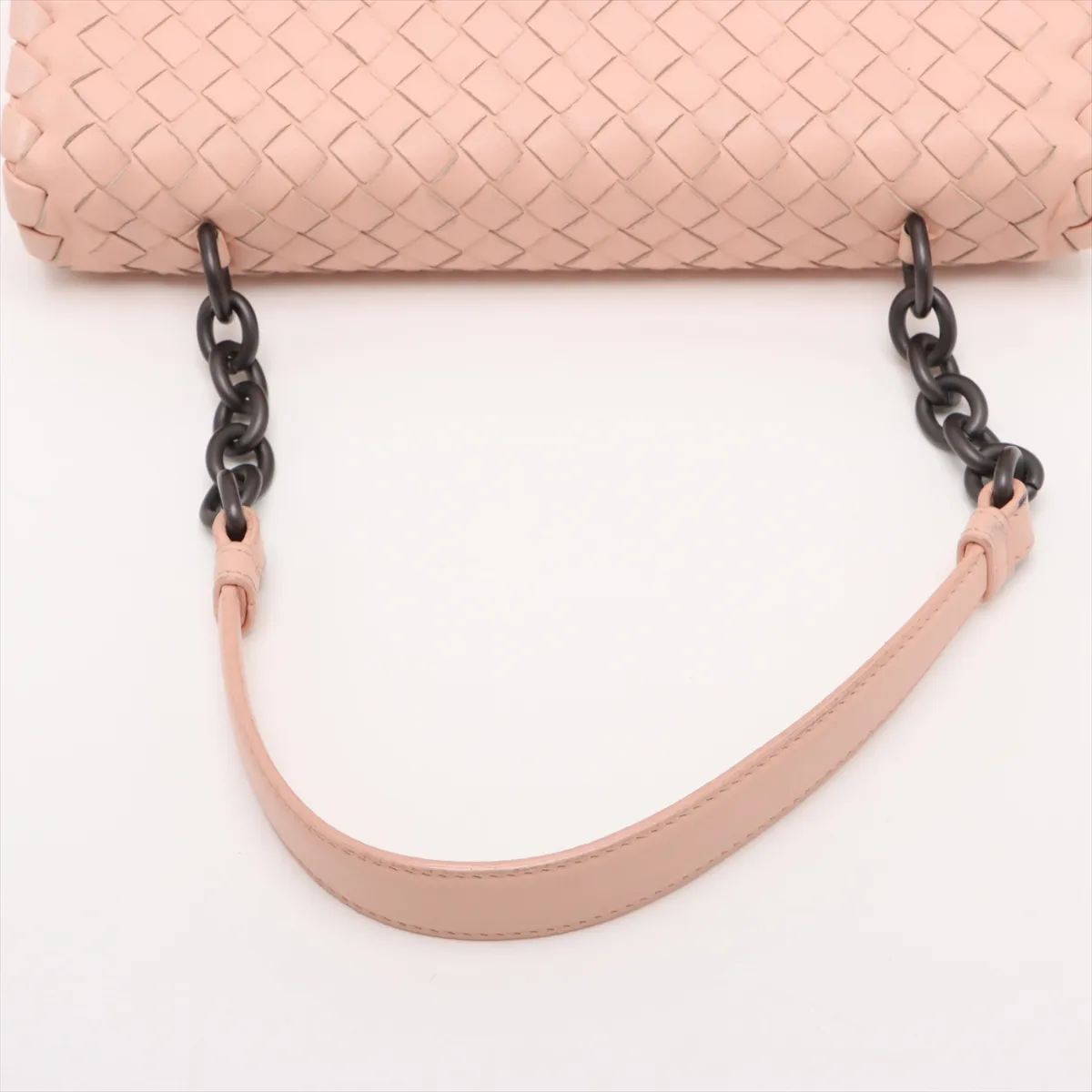 Intrecciato Leather Chain Shoulder Bag, Pink — view 5