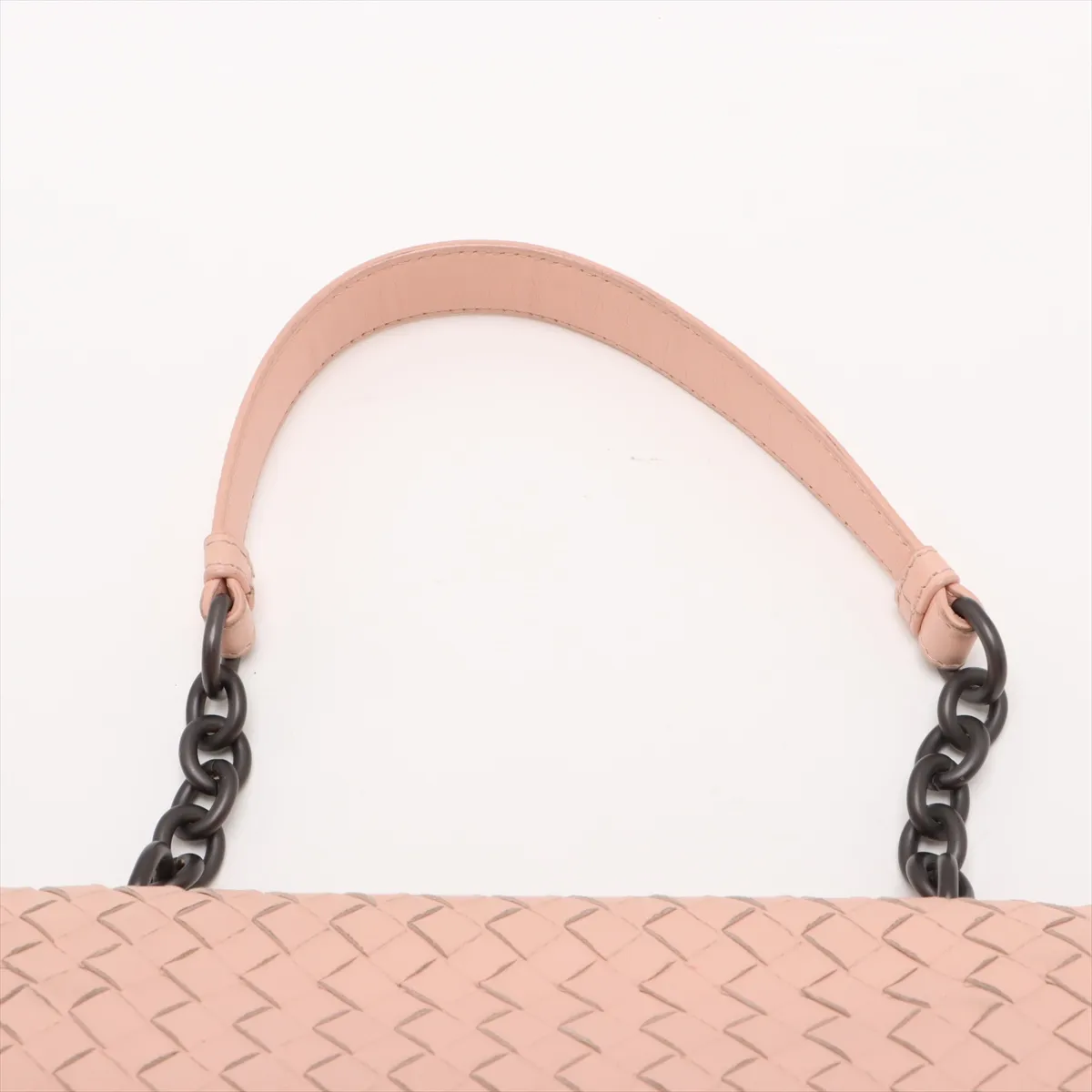 Intrecciato Leather Chain Shoulder Bag, Pink — view 6