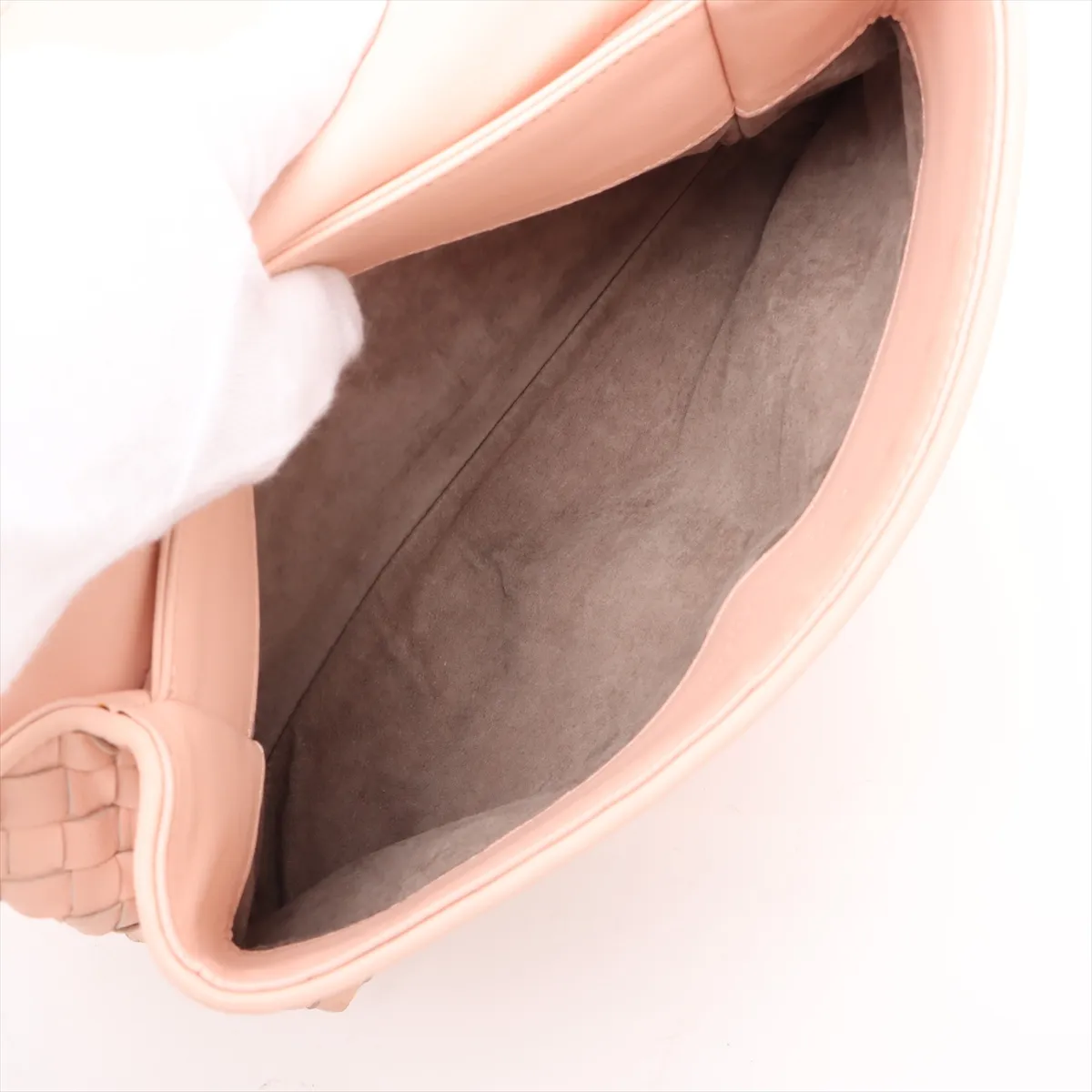 Intrecciato Leather Chain Shoulder Bag, Pink — view 7