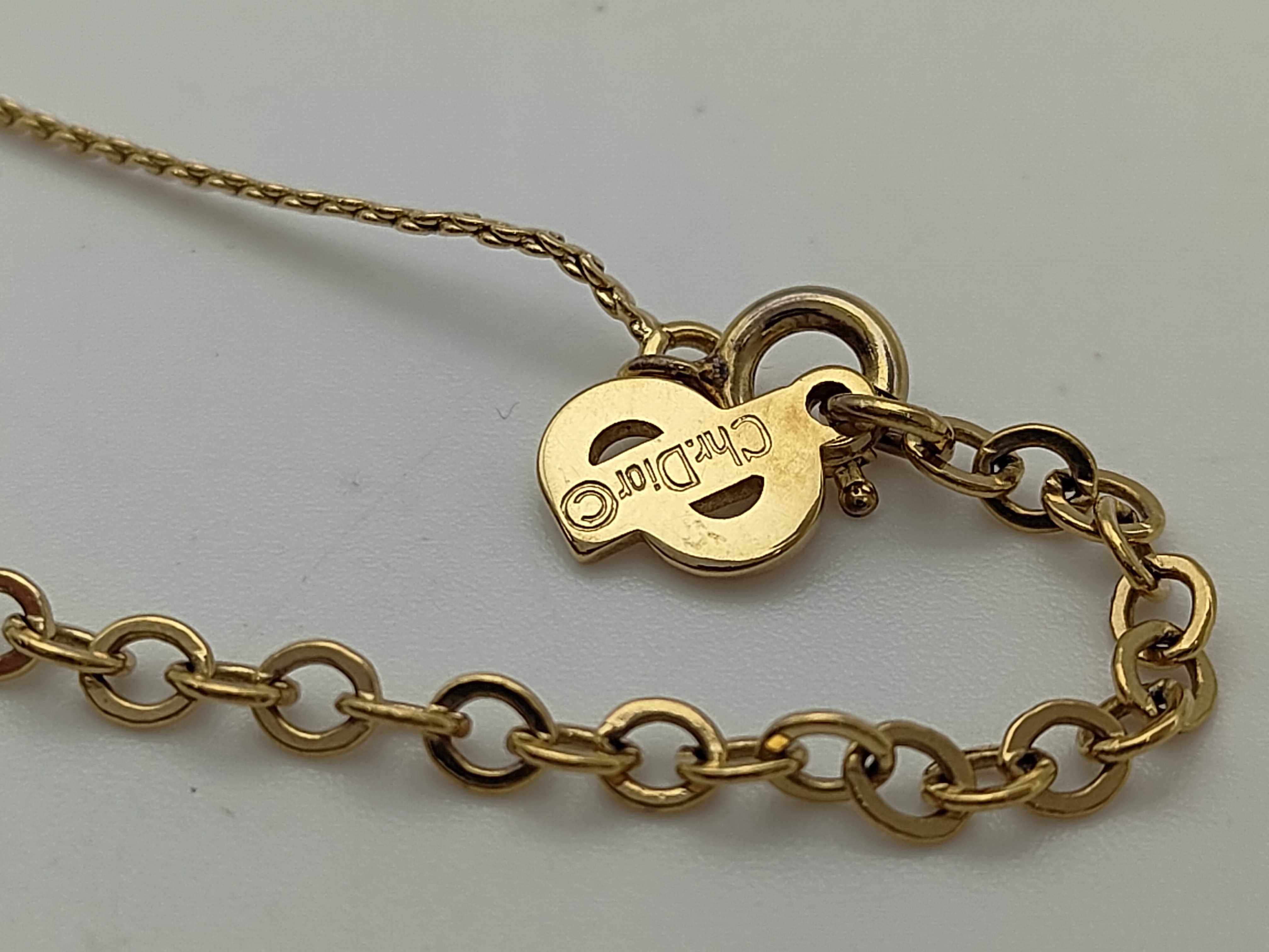Christian CD Rhinestone Logo Motif Gold Necklace — view 4
