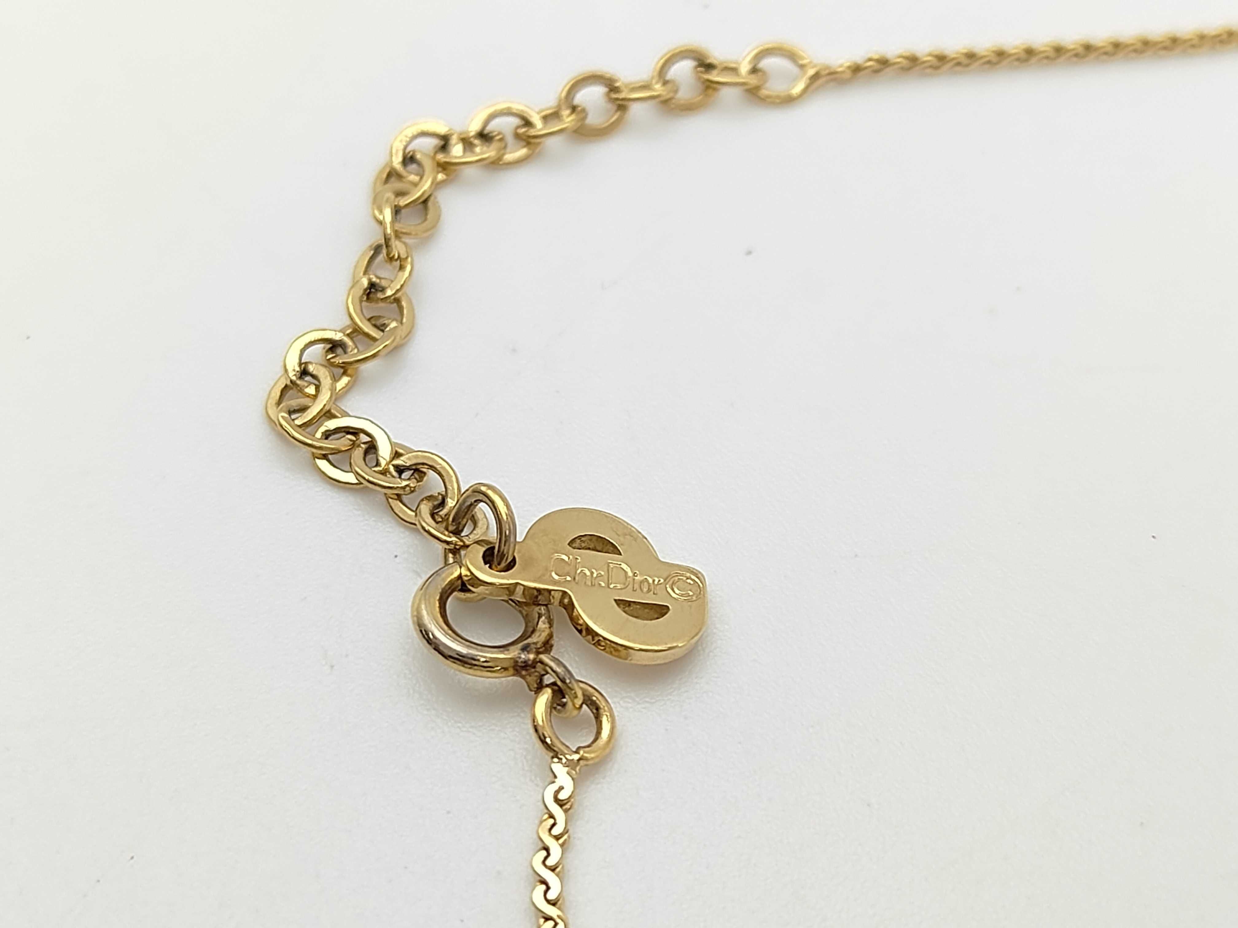 Christian CD Rhinestone Logo Motif Gold Necklace — view 5