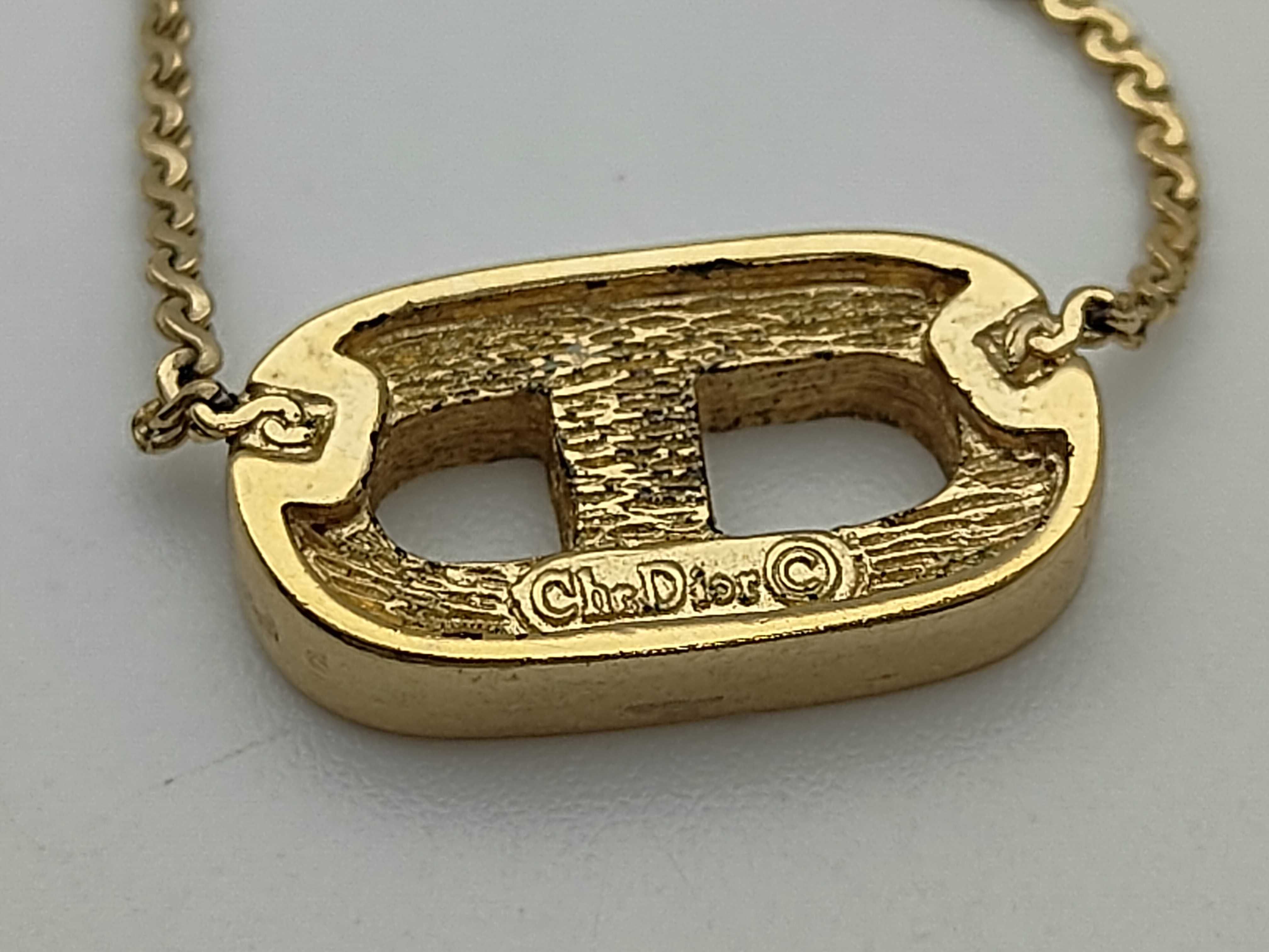 Christian CD Rhinestone Logo Motif Gold Necklace — view 7