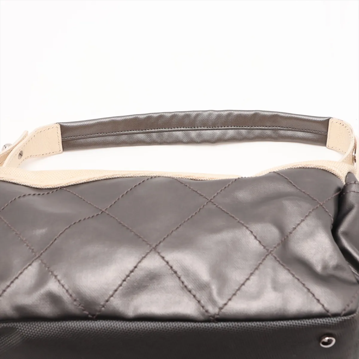 Paris Biarritz Coated Canvas Shoulder Bag, Silver x Beige, Silver Hardware, Item No. 11070790, Series No. 11 — view 6
