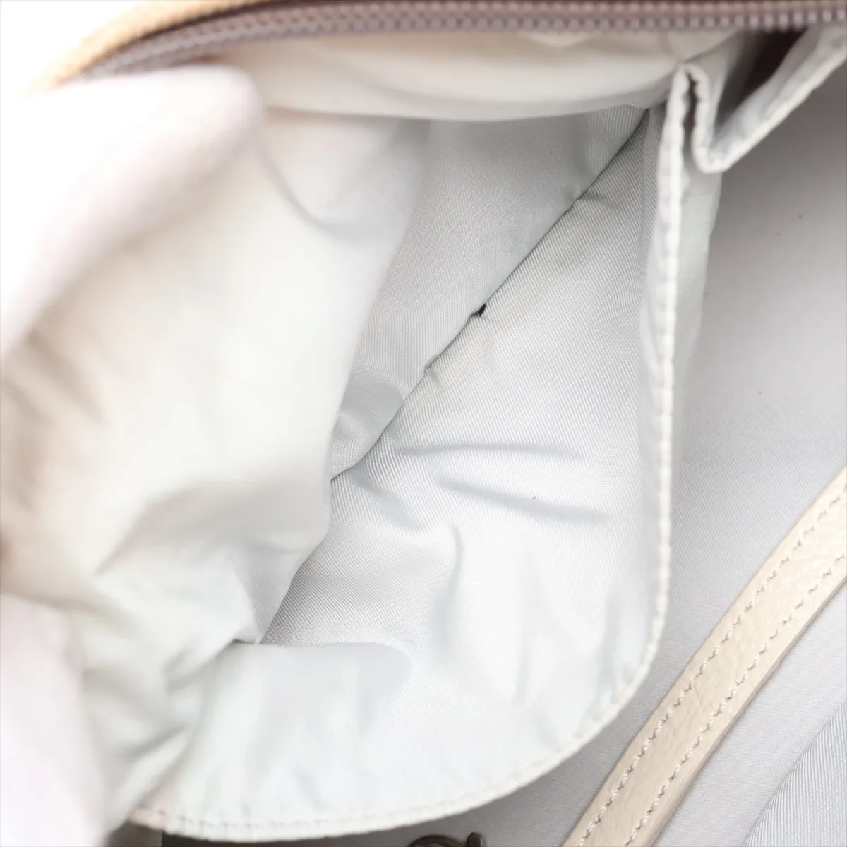Paris Biarritz Coated Canvas Shoulder Bag, Silver x Beige, Silver Hardware, Item No. 11070790, Series No. 11 — view 9