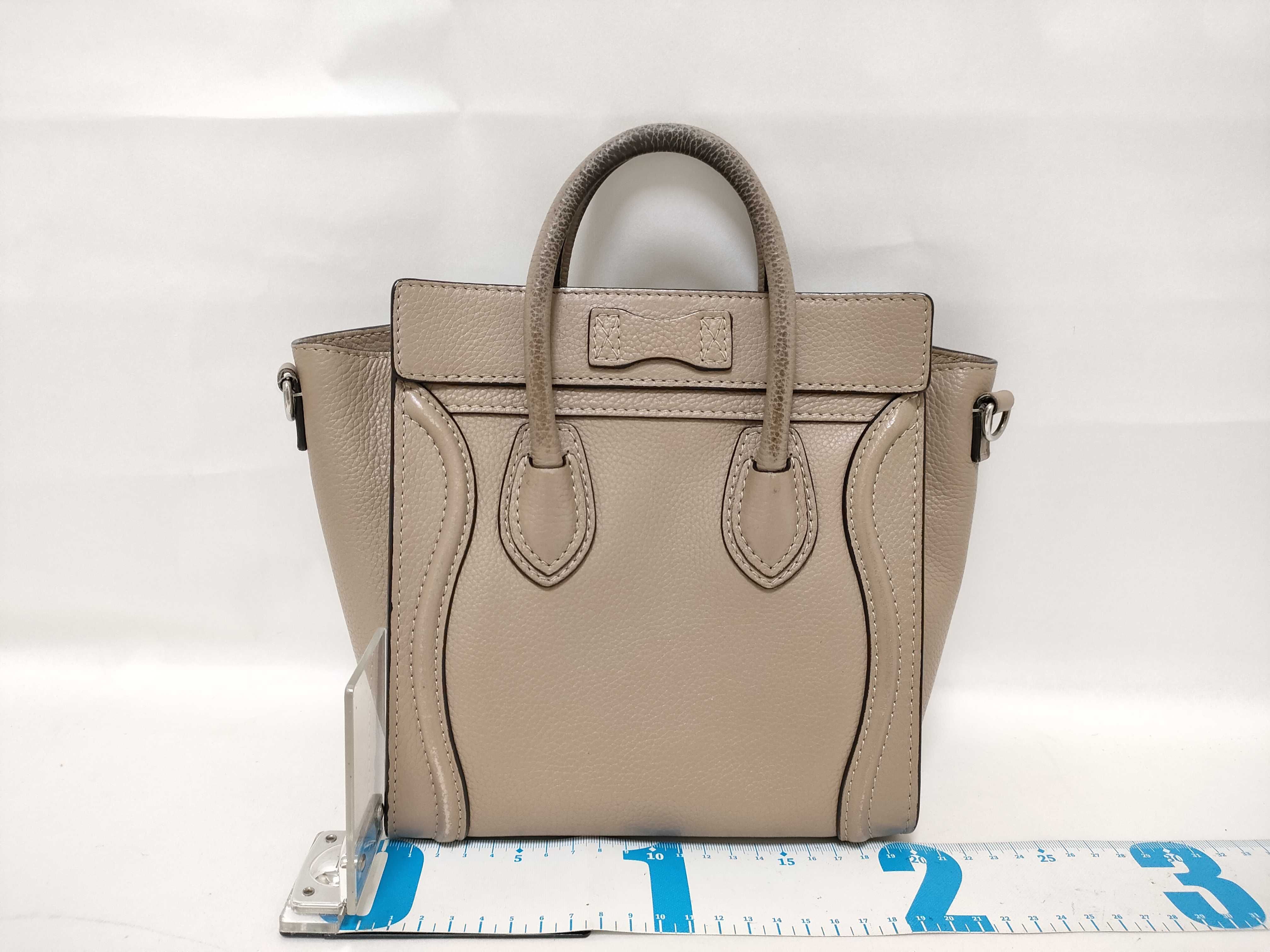 Luggage Nano Shopper Leather 2-Way Handbag, Beige — view 2