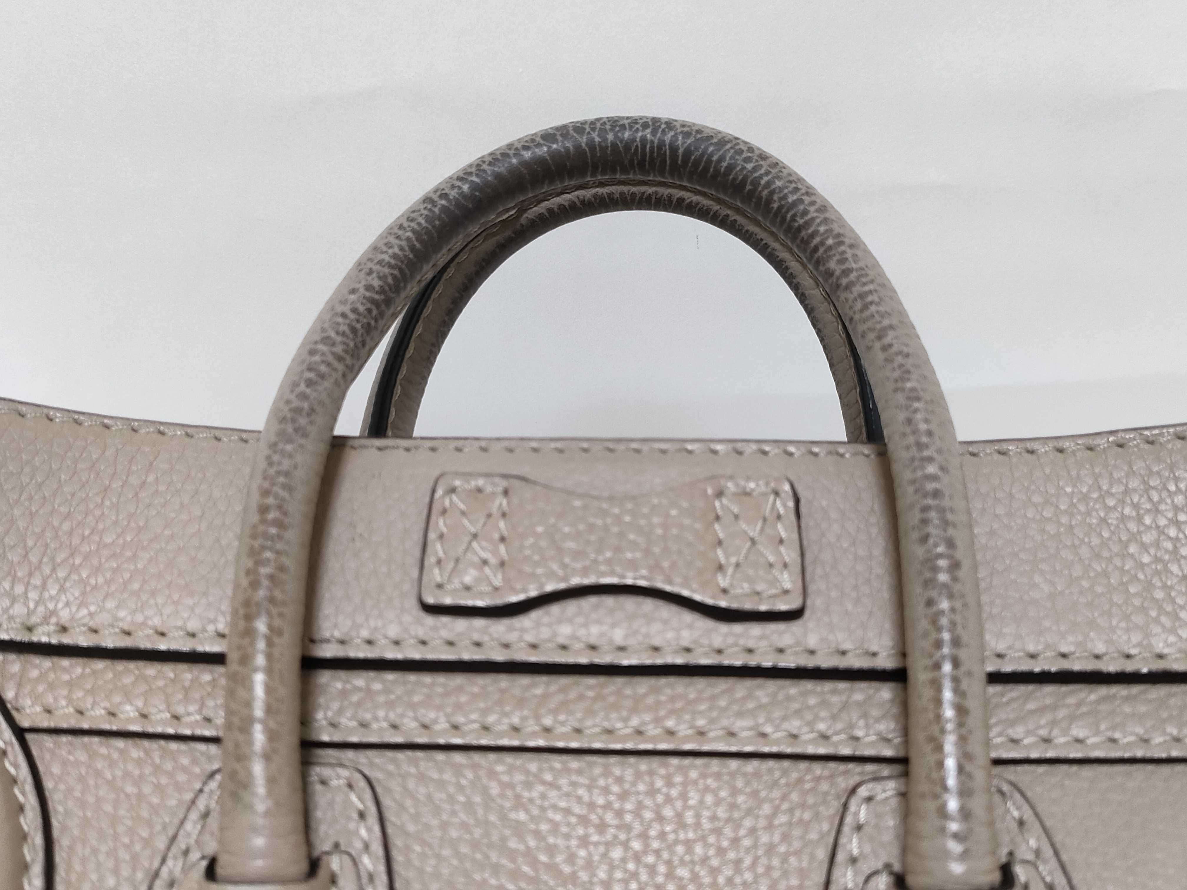 Luggage Nano Shopper Leather 2-Way Handbag, Beige — view 3