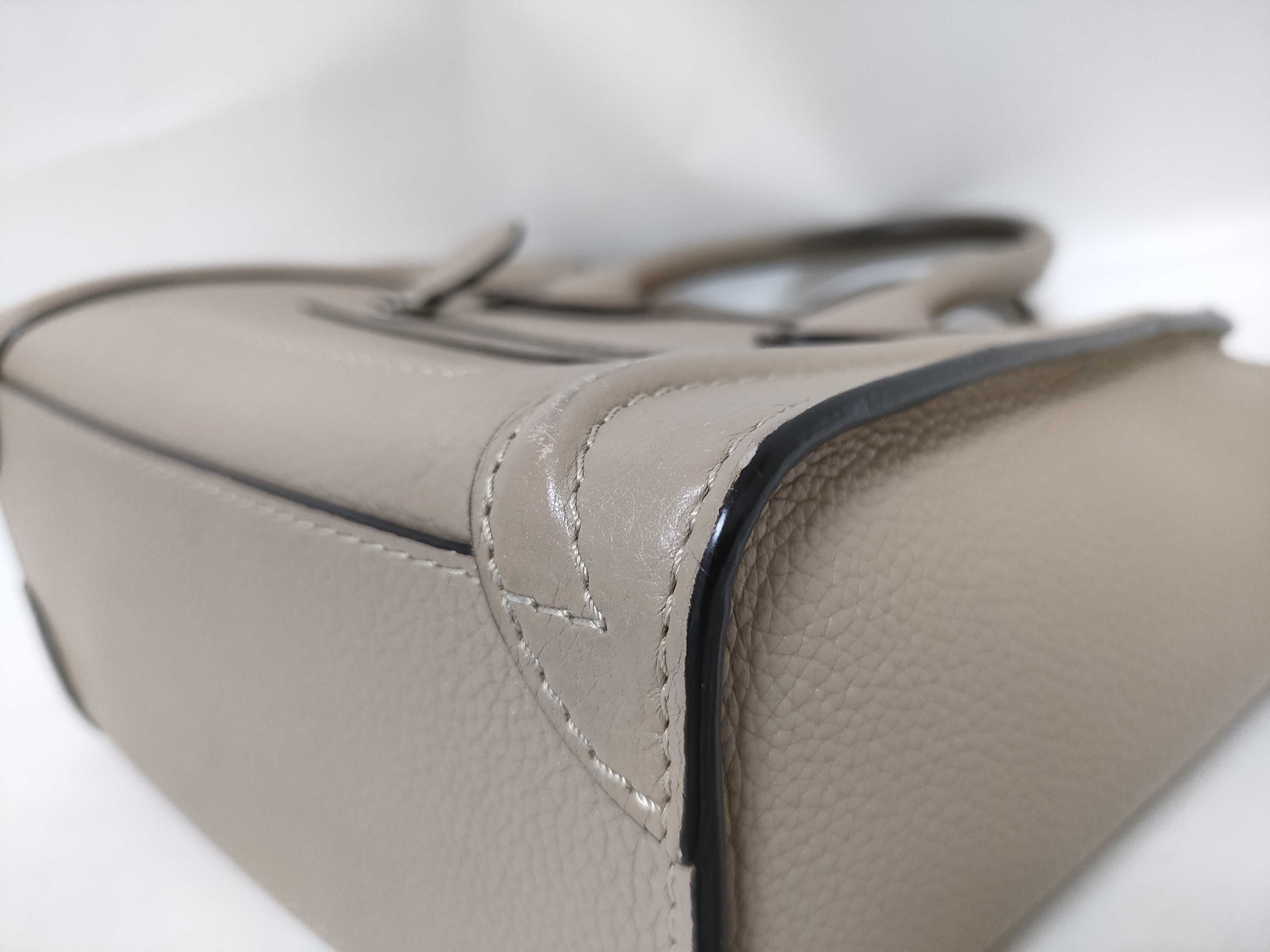Luggage Nano Shopper Leather 2-Way Handbag, Beige — view 6
