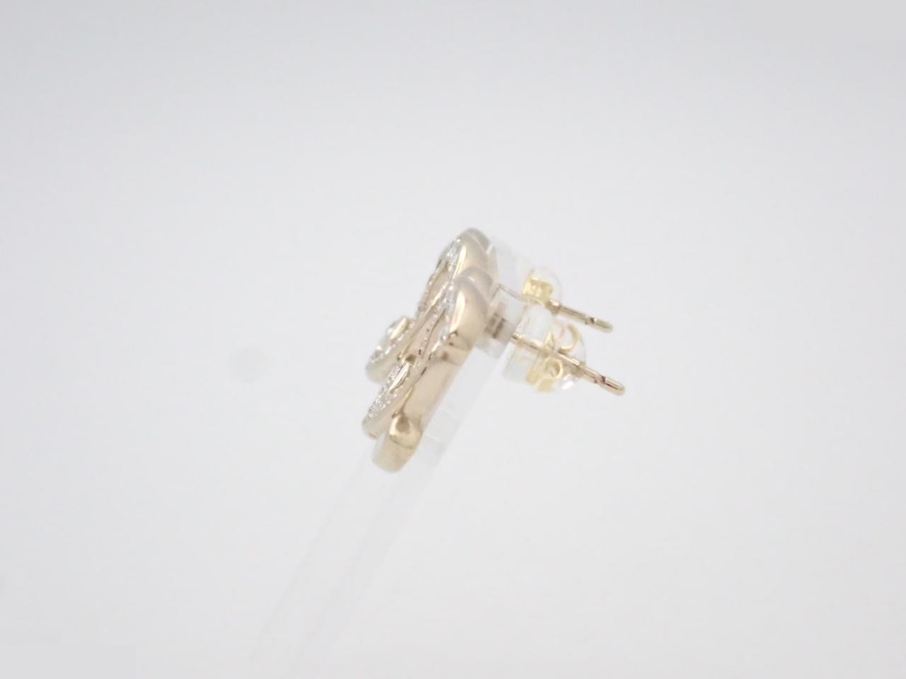 earrings, L24P, Coco Mark design, rhinestones, 1.7cm wide, gold. — view 3
