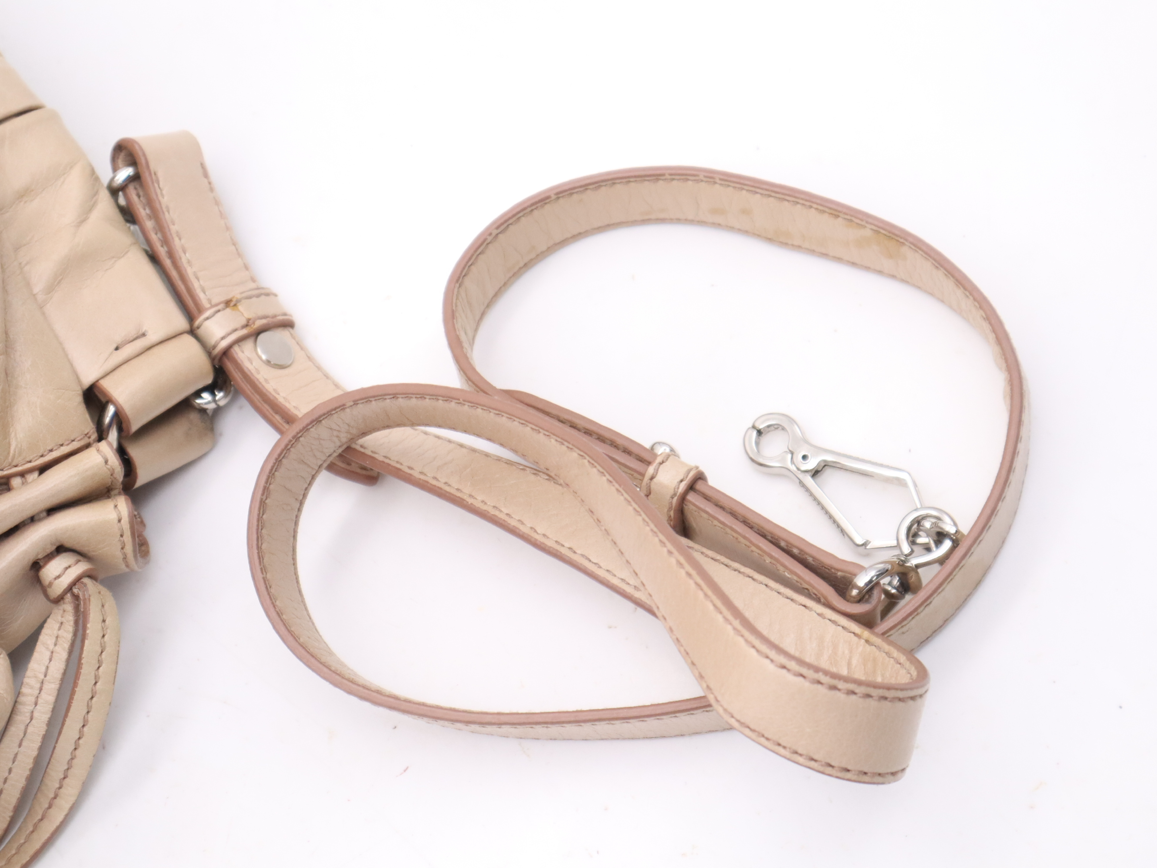 RT0383 Leather Vitello Lux Handbag, Beige, Silver Hardware, Includes Shoulder Strap, Card Holder, and Dust Bag. — view 14