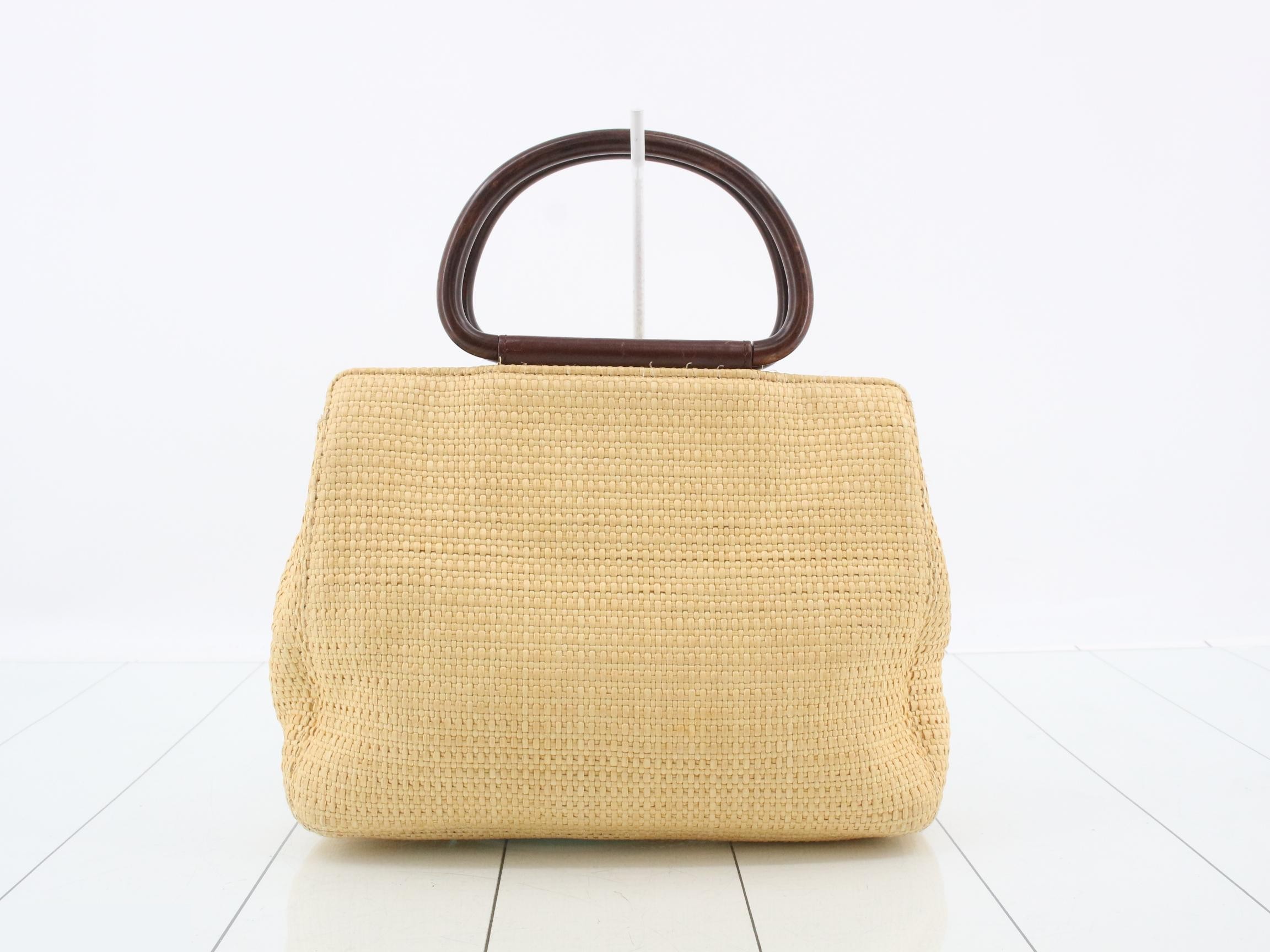 Strawwood basket bag with handle — view 2