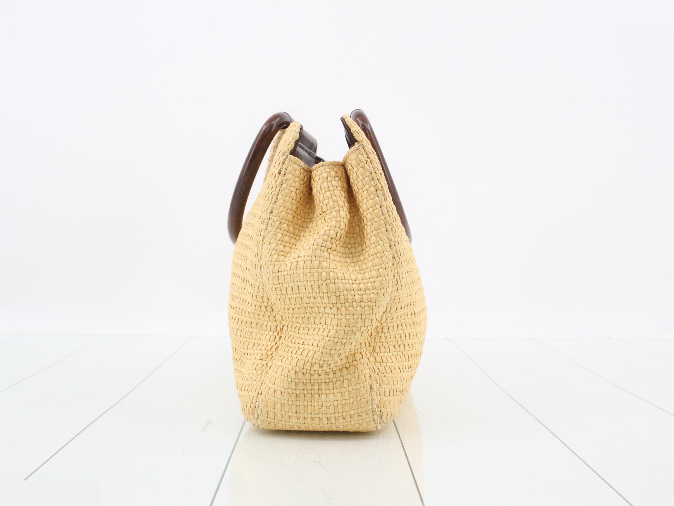 Strawwood basket bag with handle — view 3
