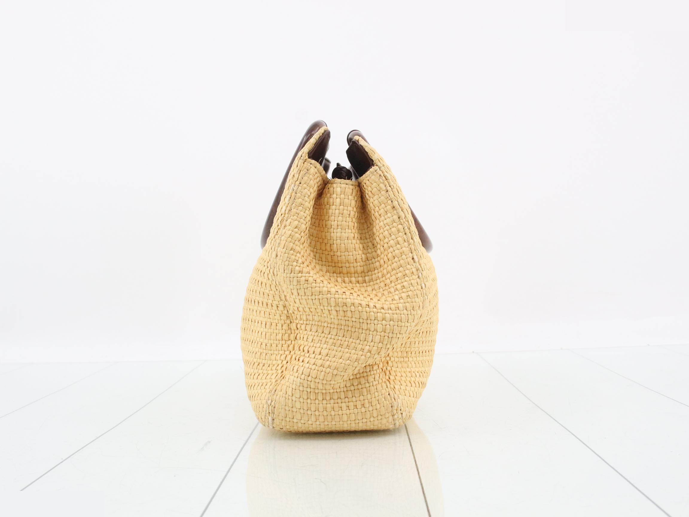 Strawwood basket bag with handle — view 4