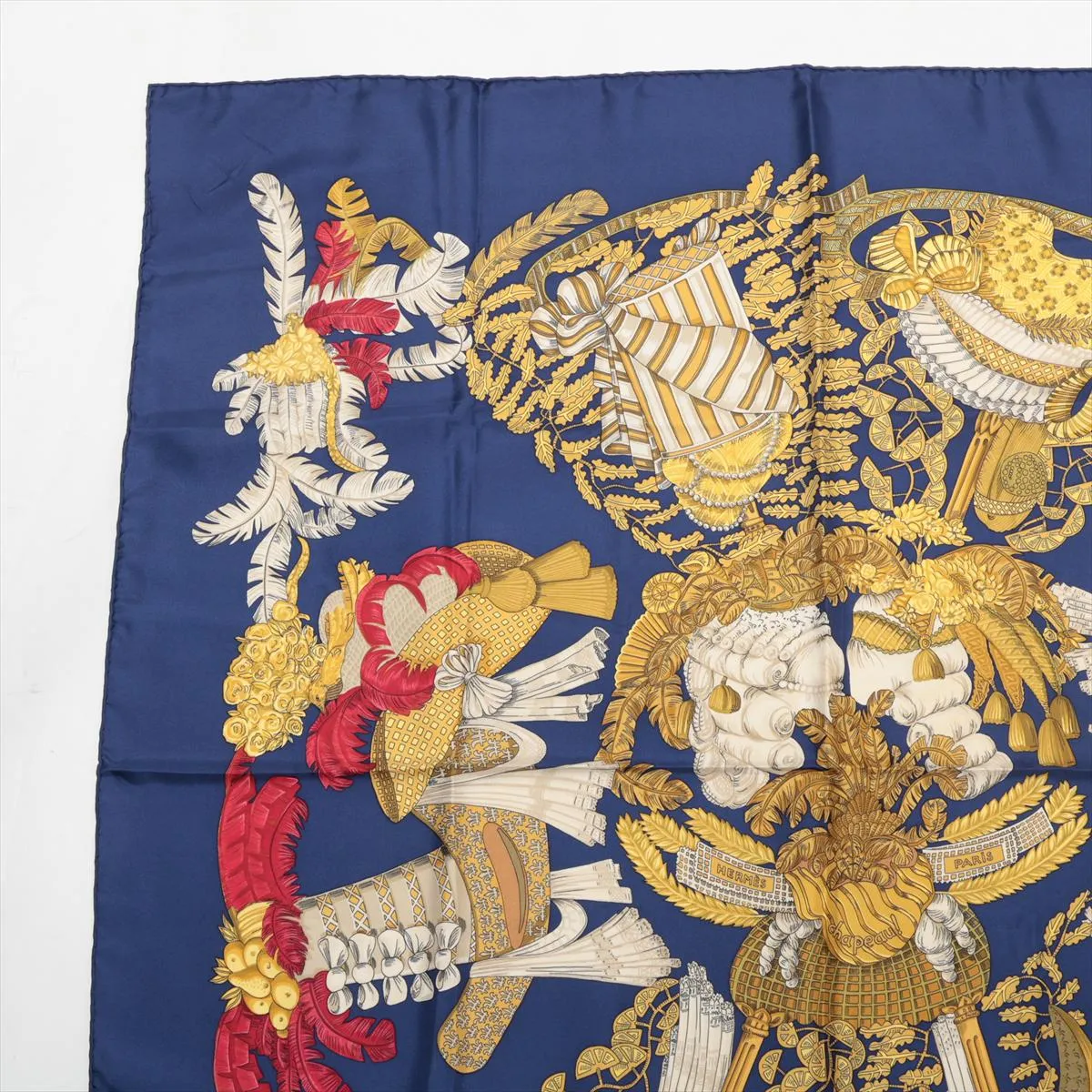 Carre 90 chapeau hat scarf silk navy — view 2