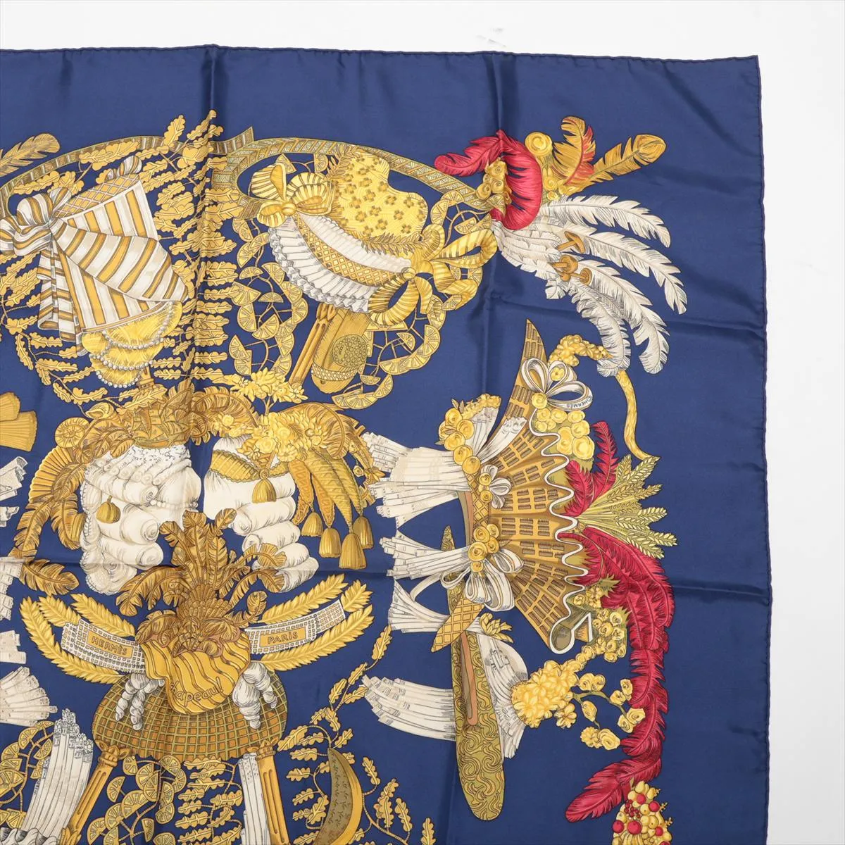 Carre 90 chapeau hat scarf silk navy — view 3