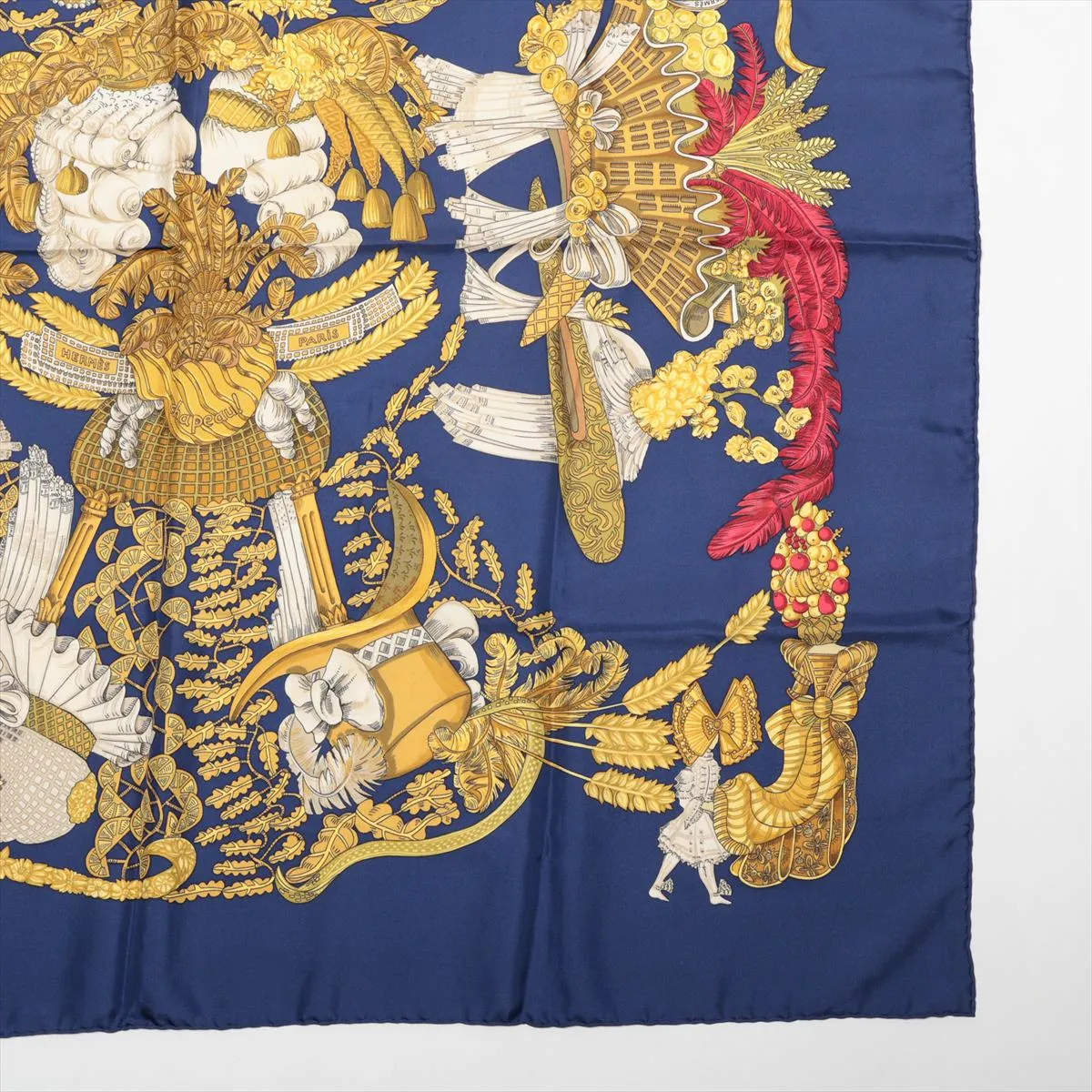 Carre 90 chapeau hat scarf silk navy — view 4