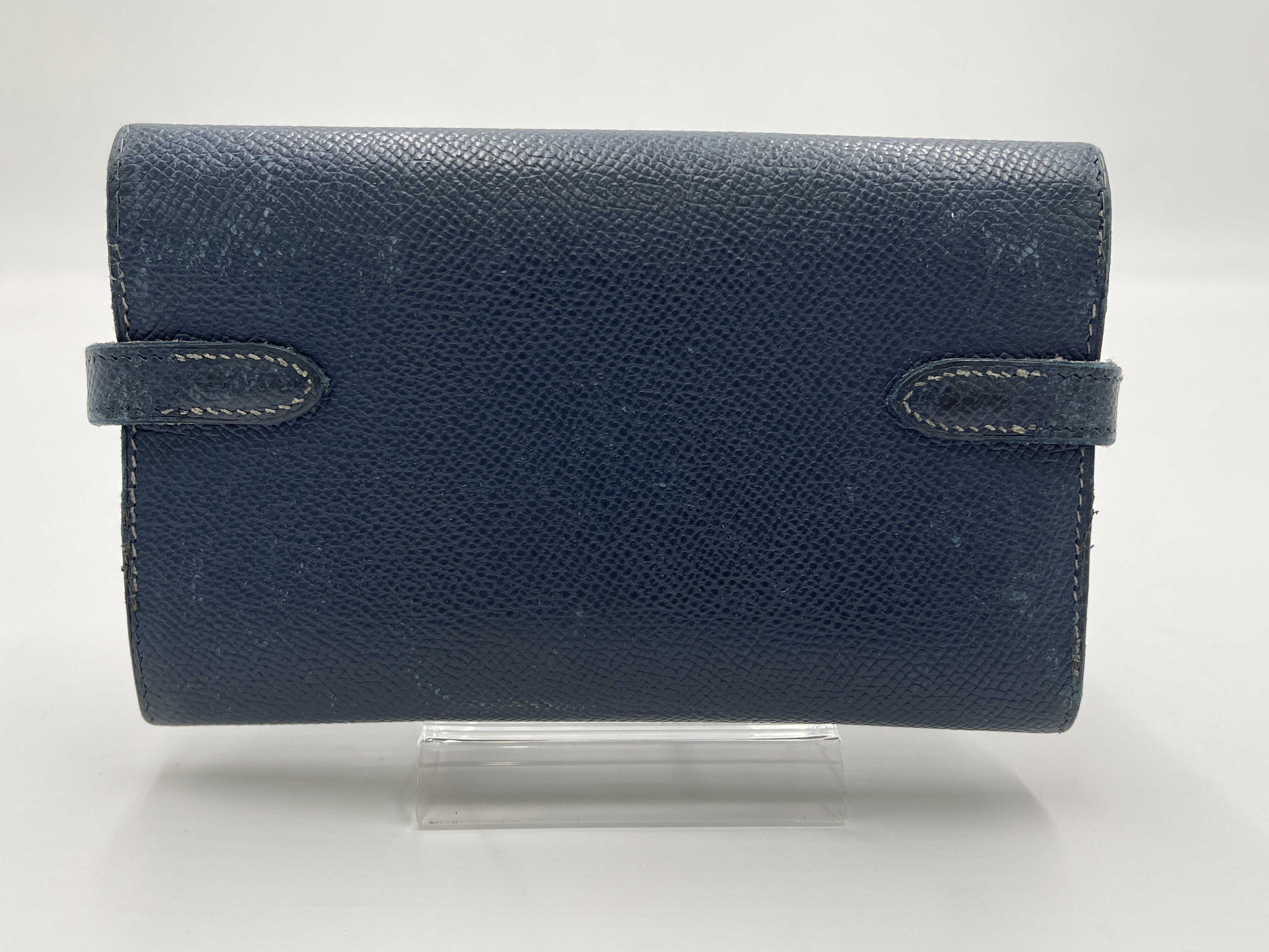 Kelly Wallet Medium, Veau Epsom Leather, Compact Wallet, Navy, Silver Hardware, L: 2008 (Wallet) — view 2