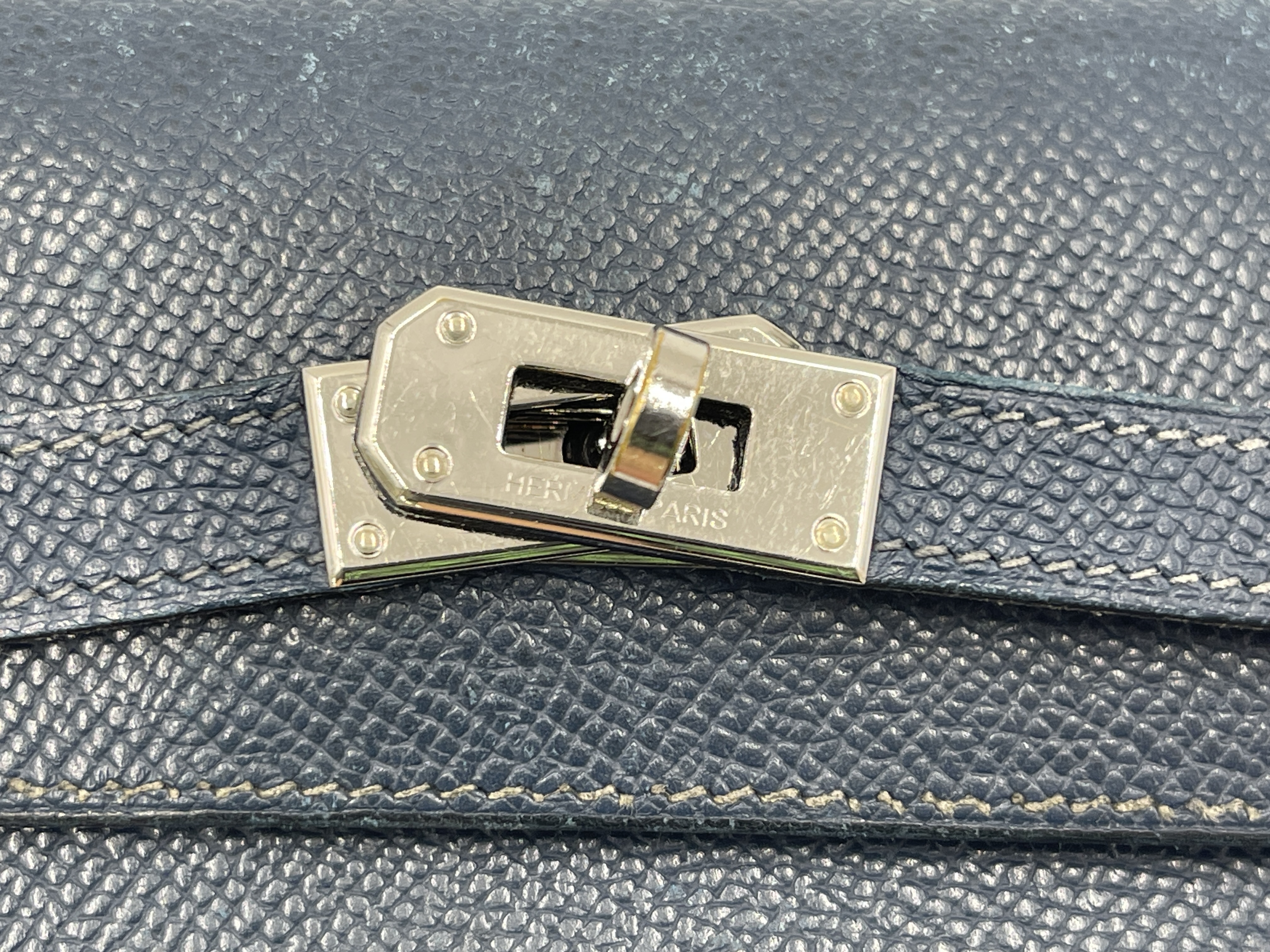Kelly Wallet Medium, Veau Epsom Leather, Compact Wallet, Navy, Silver Hardware, L: 2008 (Wallet) — view 13