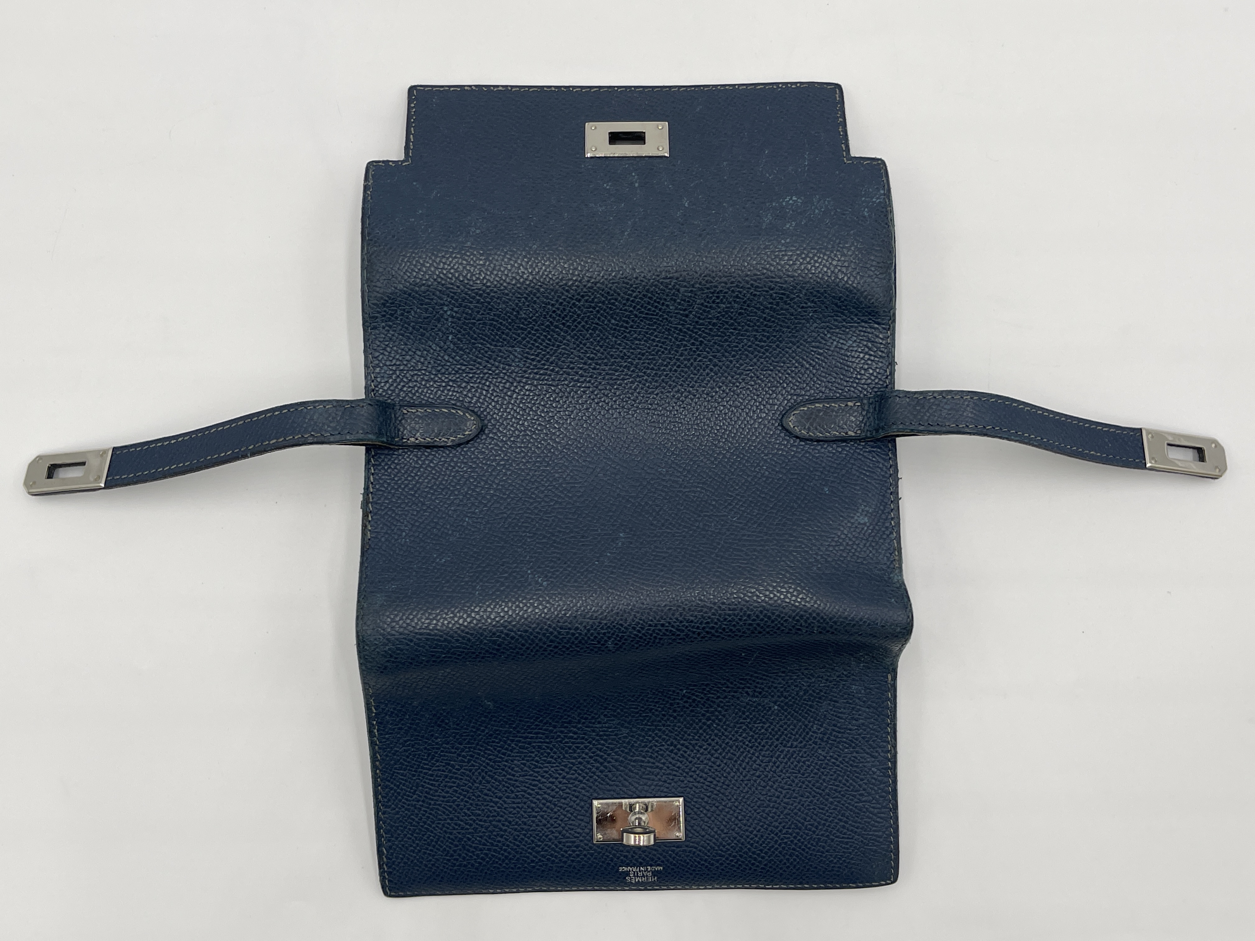 Kelly Wallet Medium, Veau Epsom Leather, Compact Wallet, Navy, Silver Hardware, L: 2008 (Wallet) — view 9