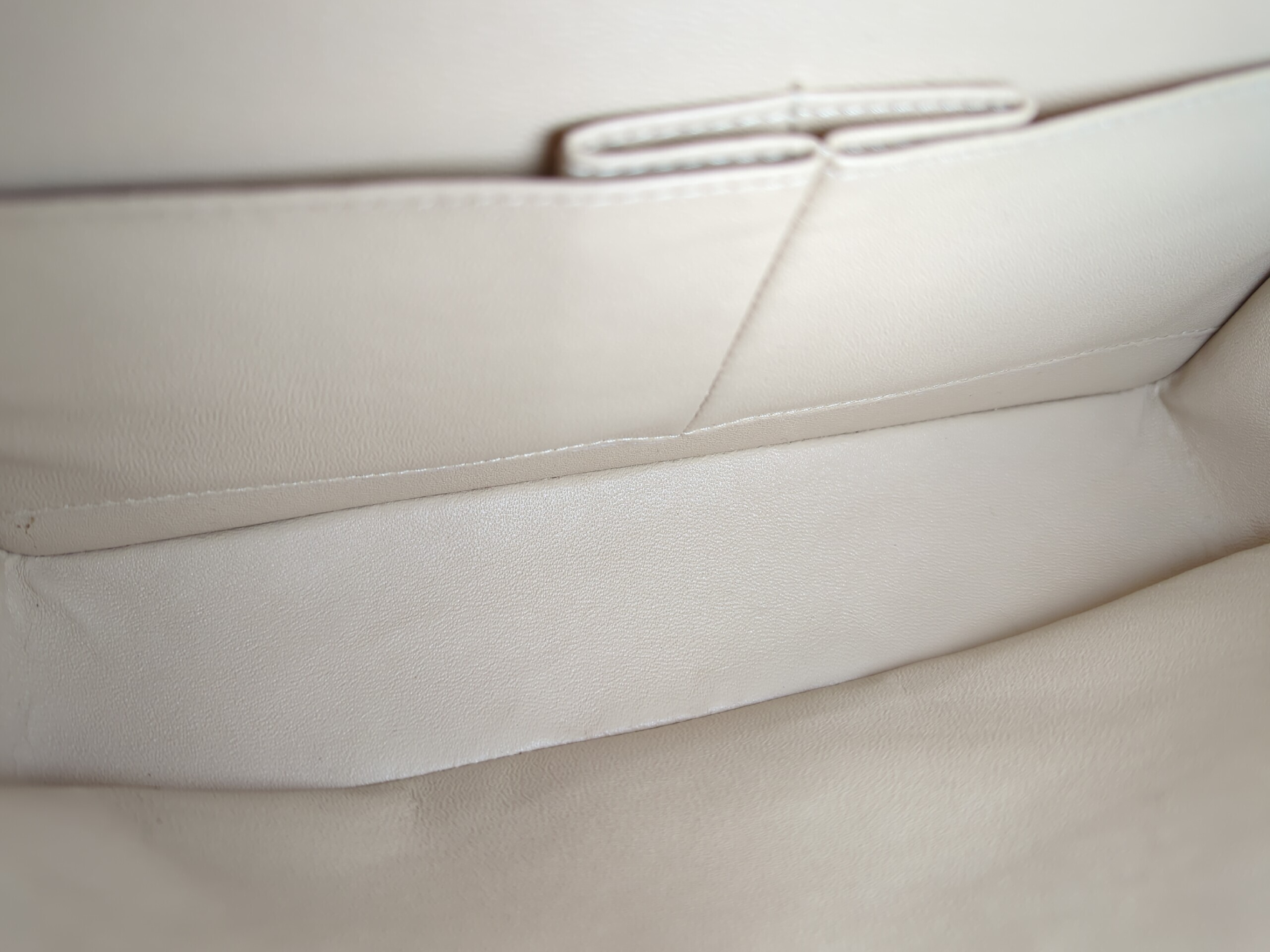 Lambskin Double Flap Shoulder Bag, Size 25, Beige, Serial Number 13 — view 9