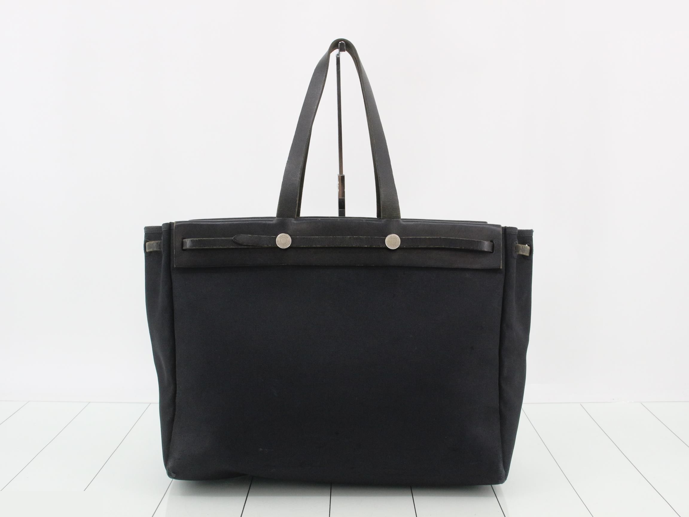 Herbag Cabas GM Tote Bag, Leather, Black — view 2