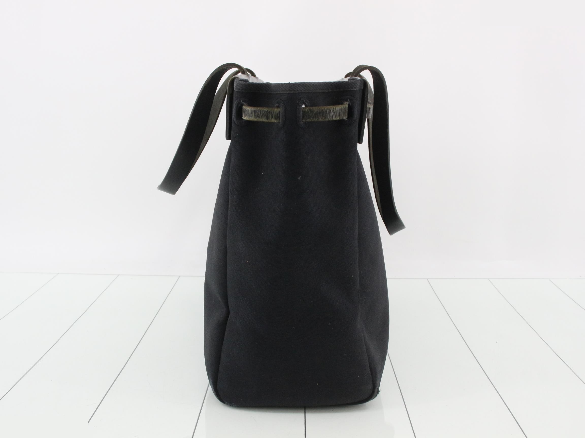 Herbag Cabas GM Tote Bag, Leather, Black — view 3