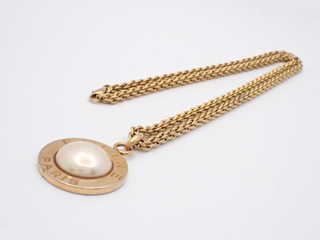 Pearl Circle Logo Gold Necklace, Chain approx. 76cm — view 3