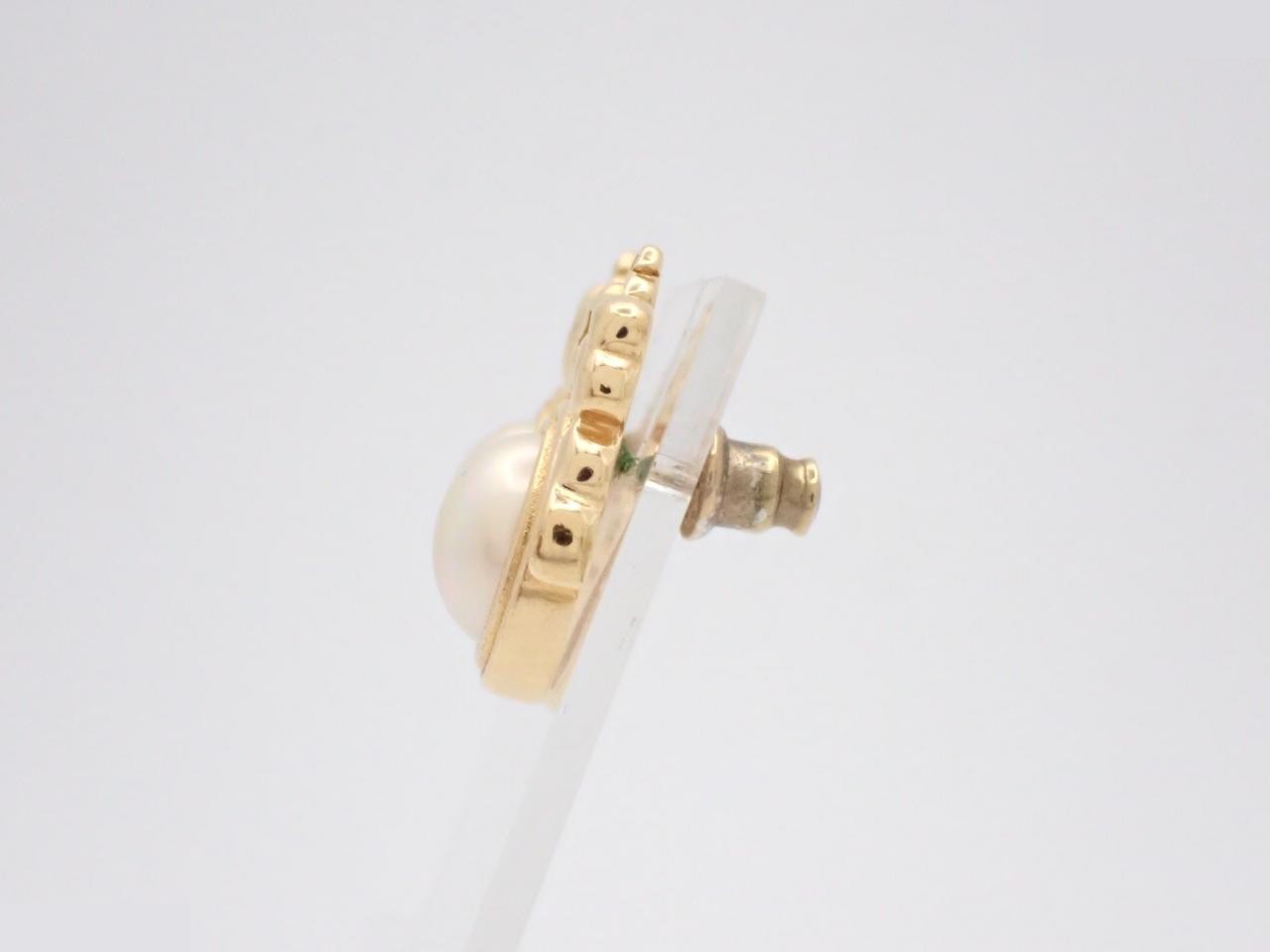 Oval Ribbon Earrings with Faux Pearls (GP) — view 3
