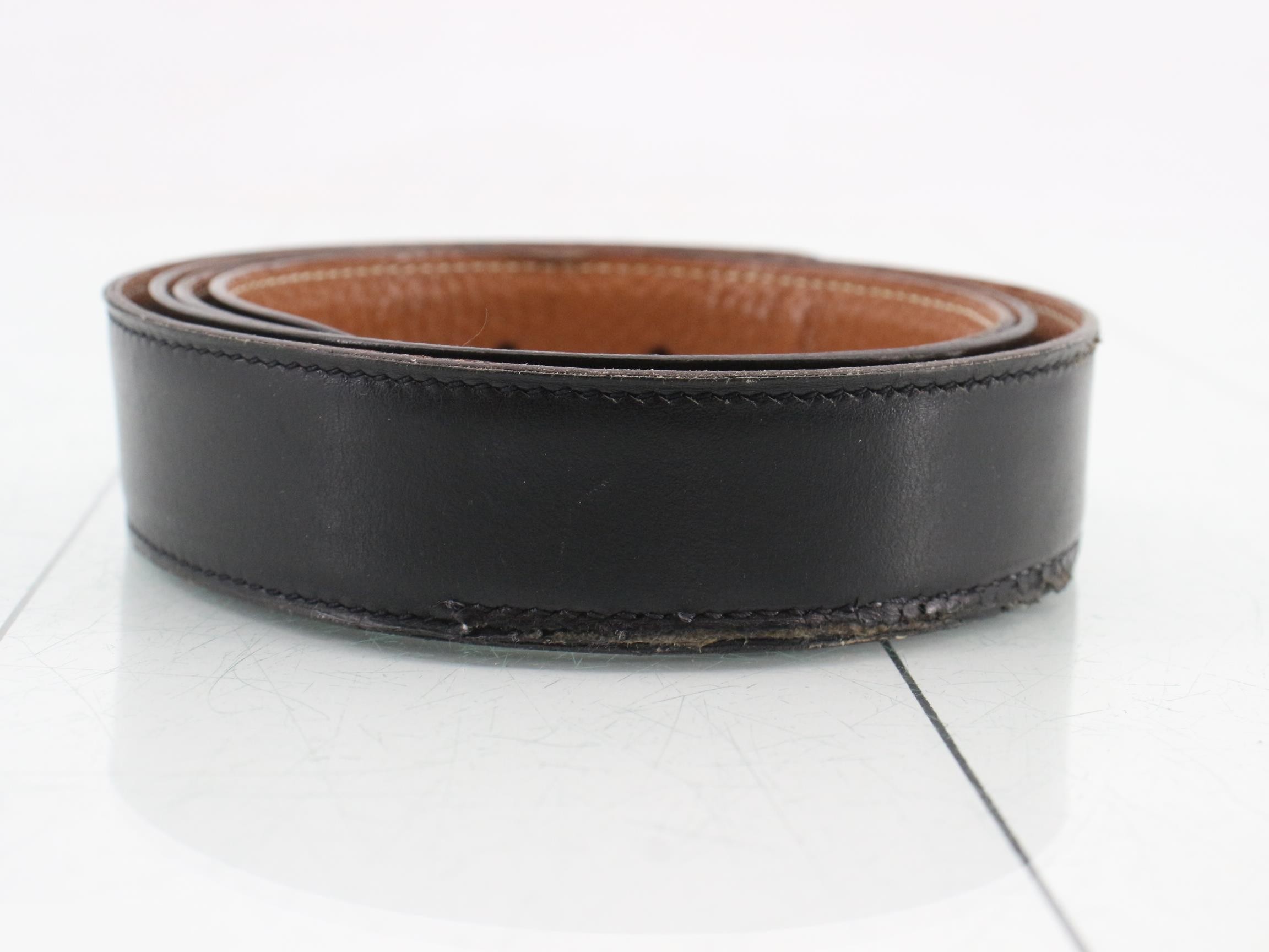 Leather belt, M stamped, black — view 2