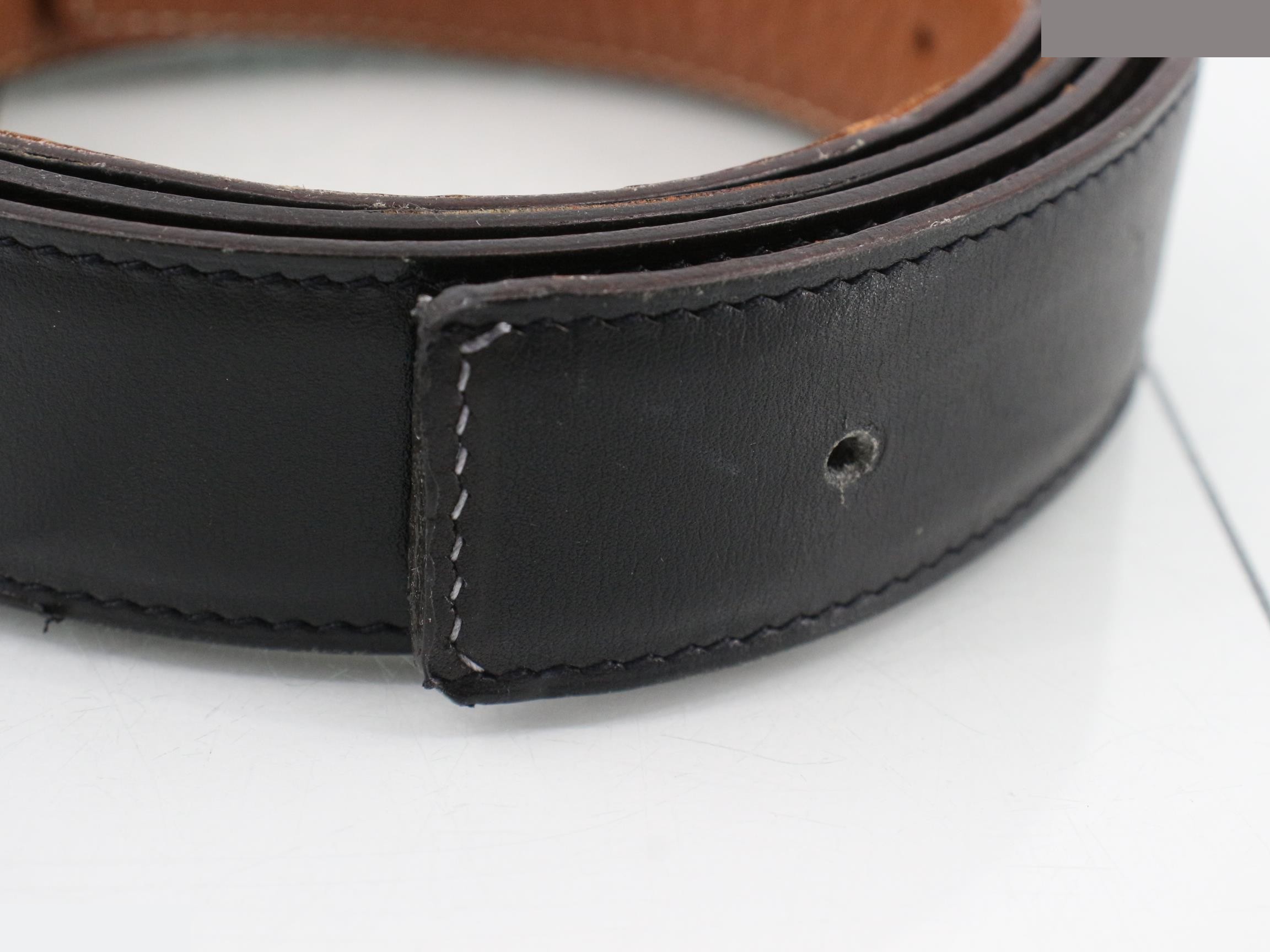 Leather belt, M stamped, black — view 3