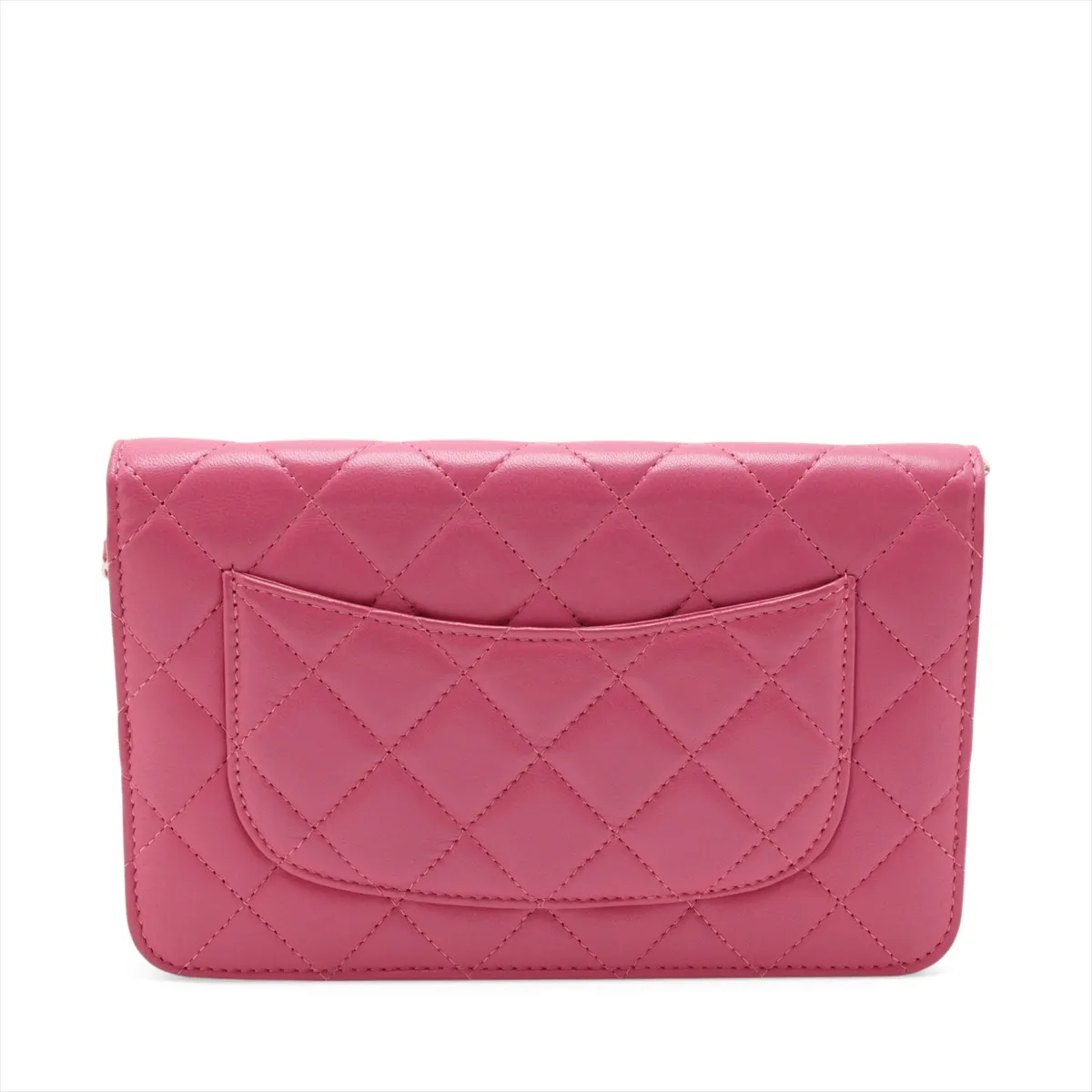 Matelassé Lambskin Chain Wallet, Pink with Gold Hardware, 18623994, Serial Number 18 — view 2