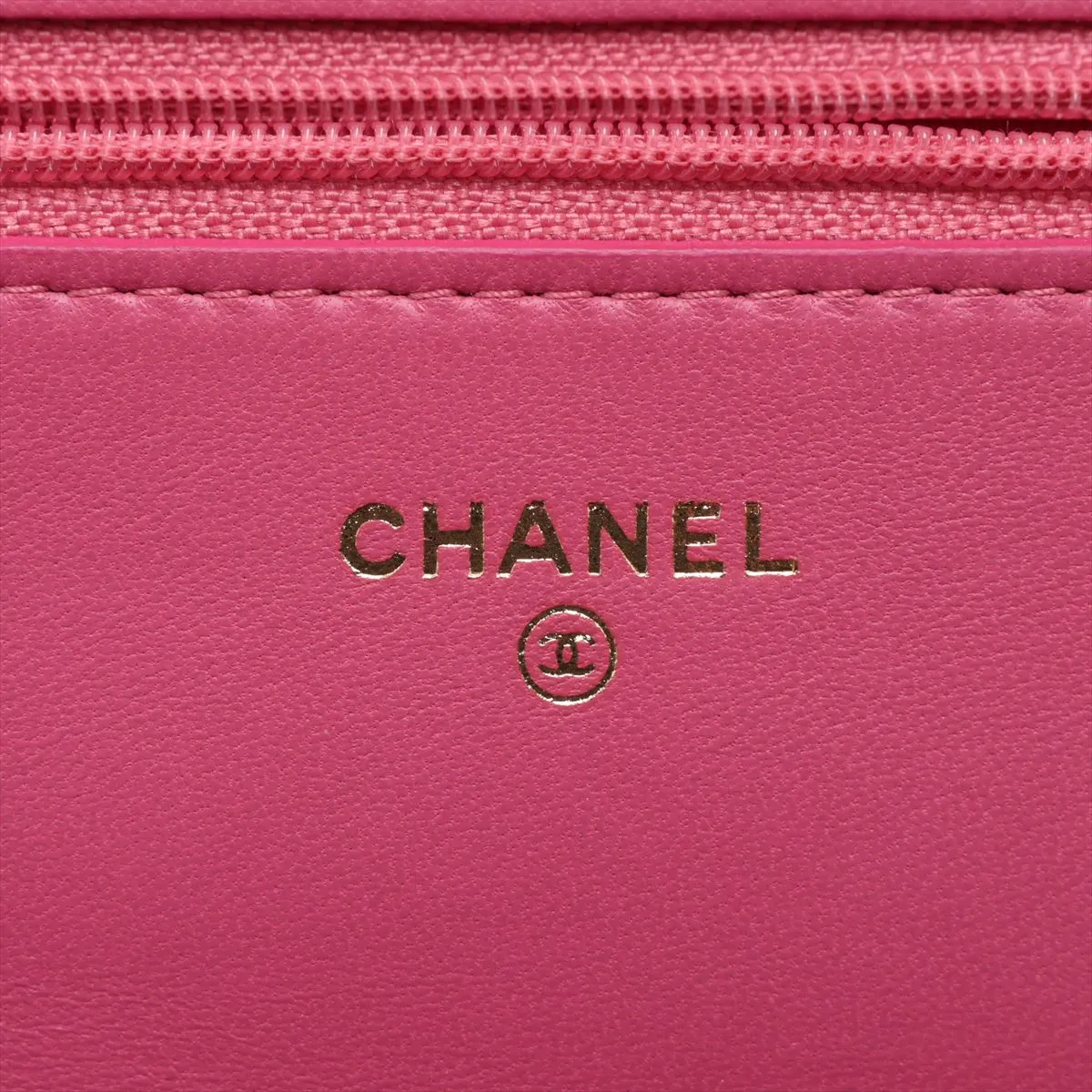 Matelassé Lambskin Chain Wallet, Pink with Gold Hardware, 18623994, Serial Number 18 — view 12