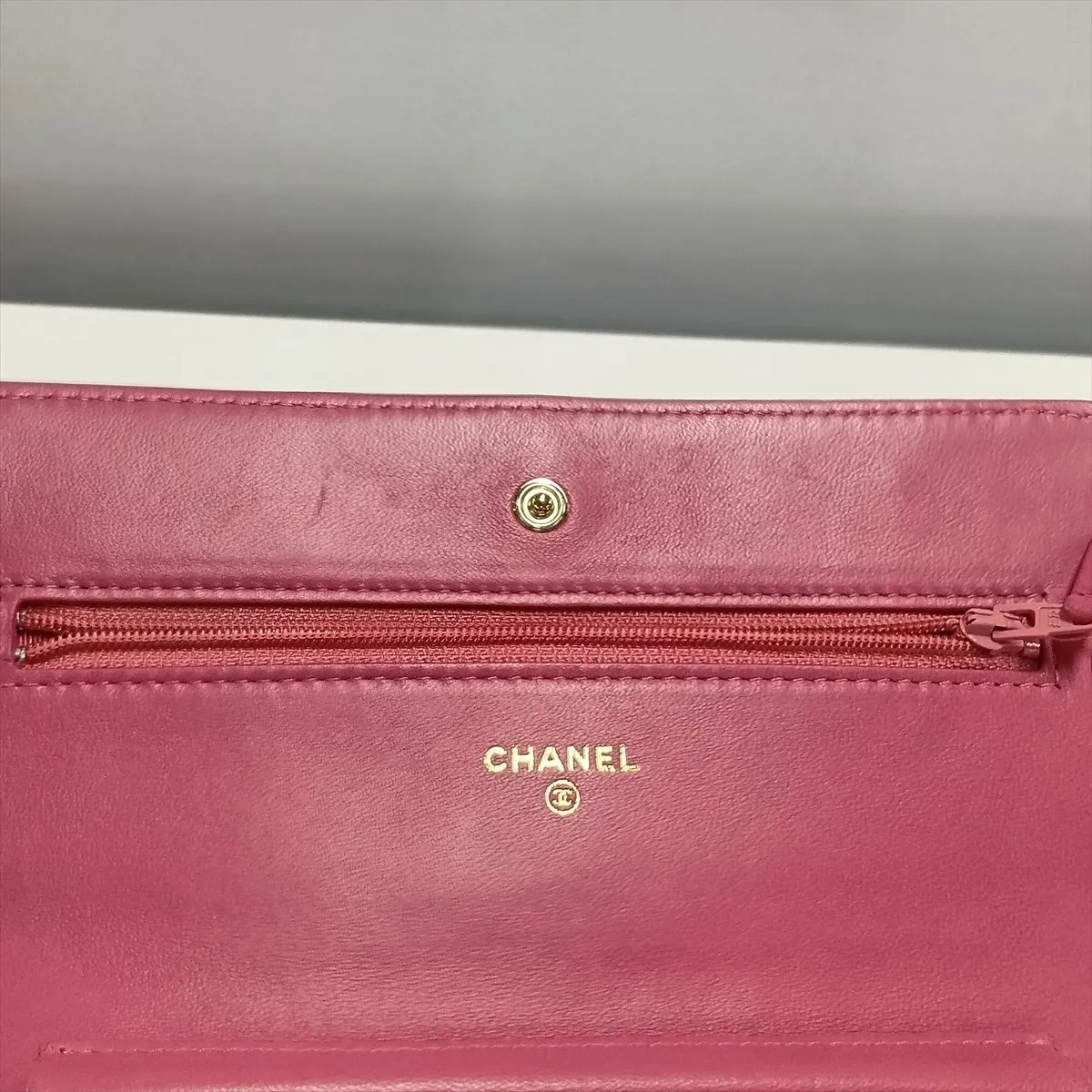 Matelassé Lambskin Chain Wallet, Pink with Gold Hardware, 18623994, Serial Number 18 — view 15