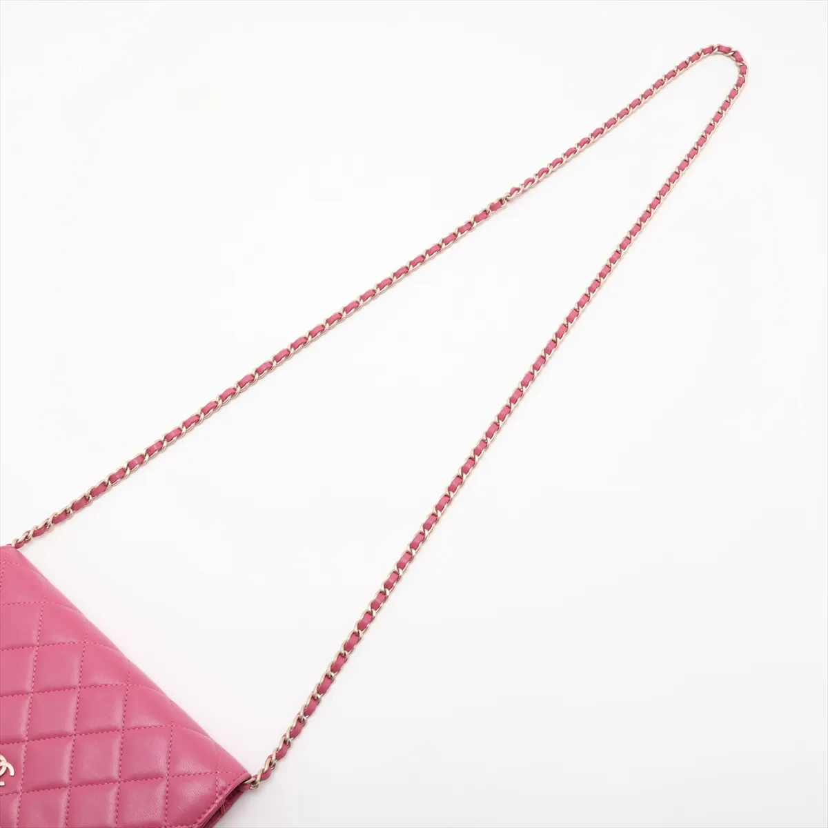 Matelassé Lambskin Chain Wallet, Pink with Gold Hardware, 18623994, Serial Number 18 — view 5