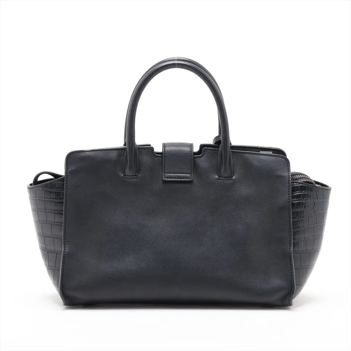 Downtown Cabas Leather x Crocodile Embossed 2-Way Handbag Black 436834 — view 2