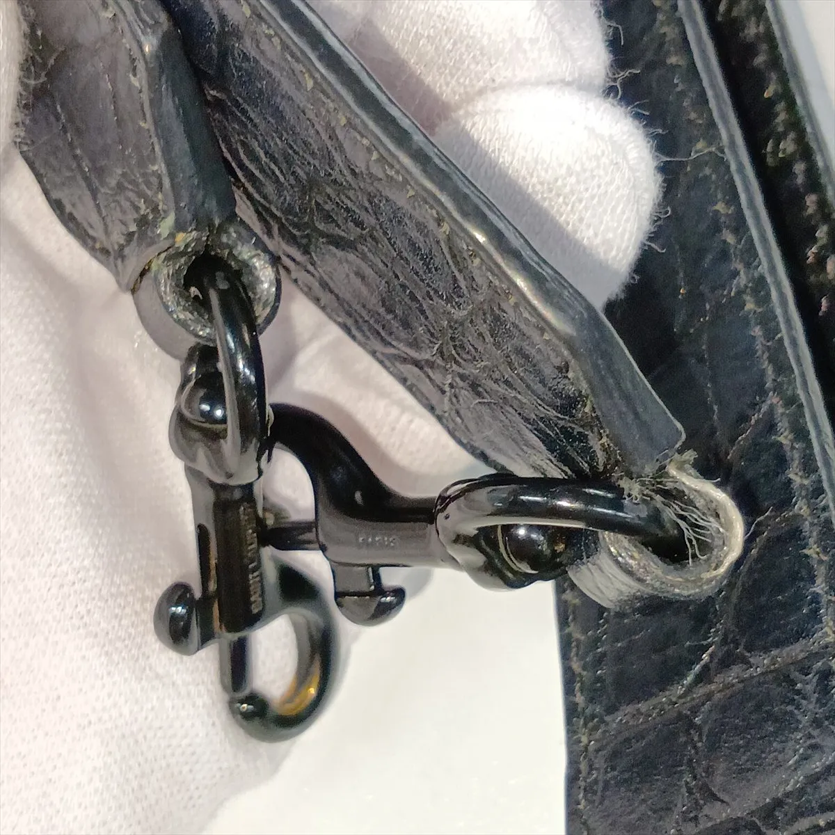 Downtown Cabas Leather x Crocodile Embossed 2-Way Handbag Black 436834 — view 14