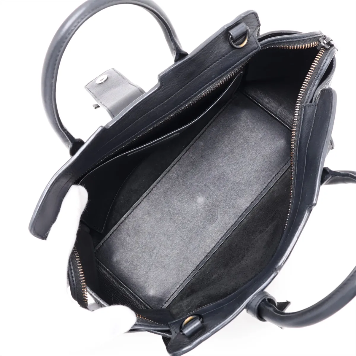Downtown Cabas Leather x Crocodile Embossed 2-Way Handbag Black 436834 — view 8