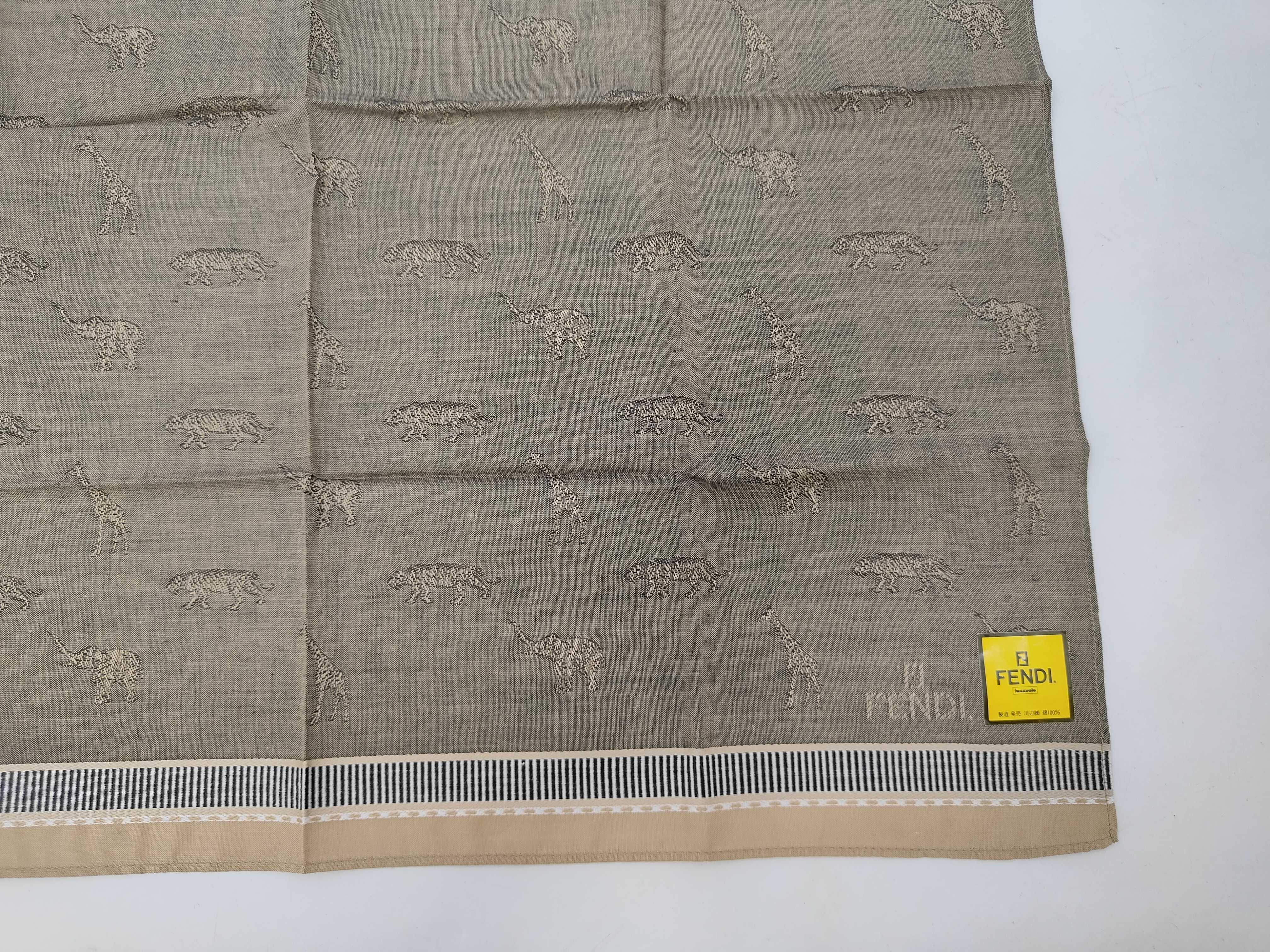 handkerchief scarf with sticker, logo, animal embroidery, jacquard, gray, and other accessories. — view 4