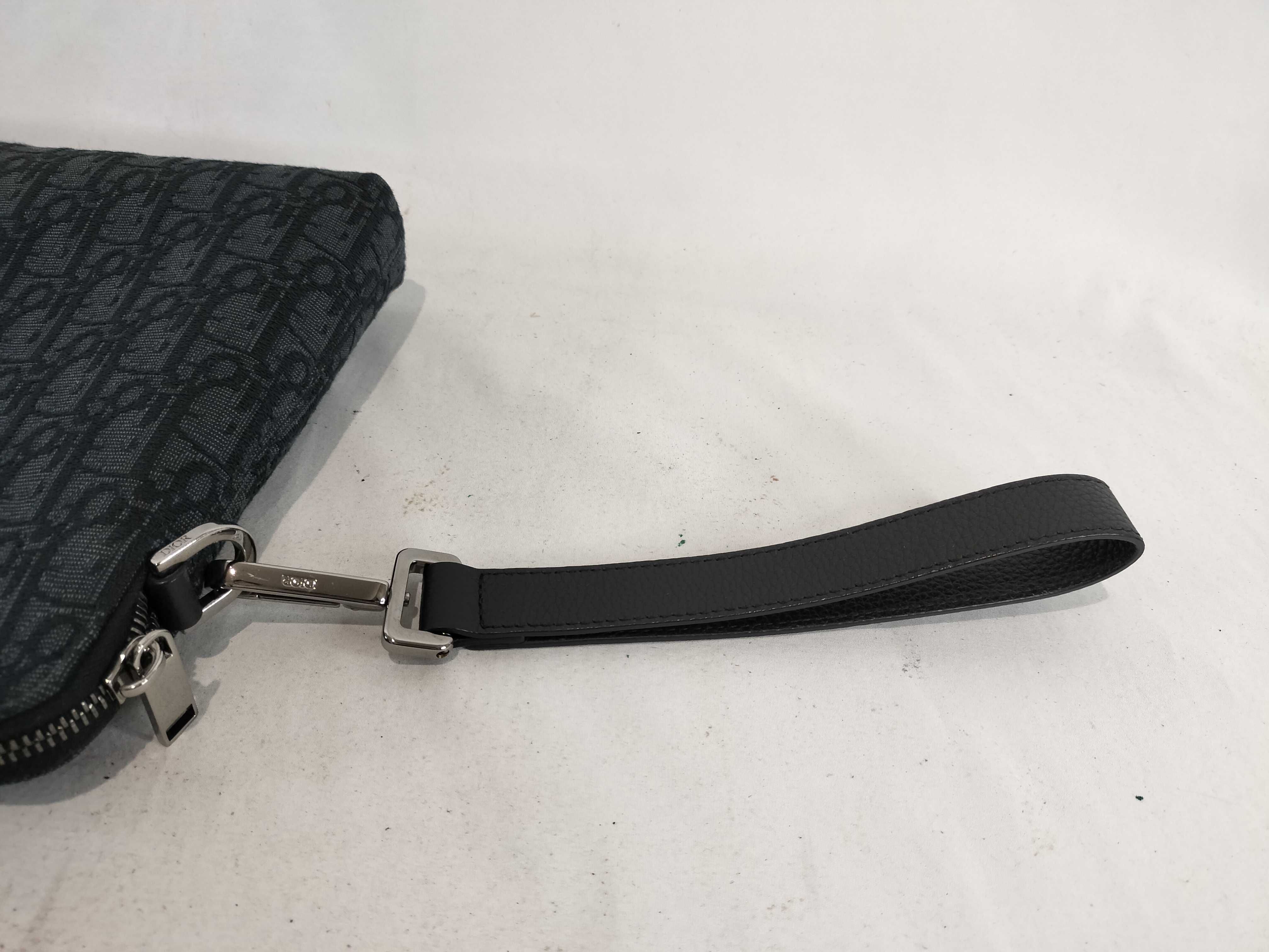 Oblique Jacquard Pouch Leather x Canvas Pouch — view 3