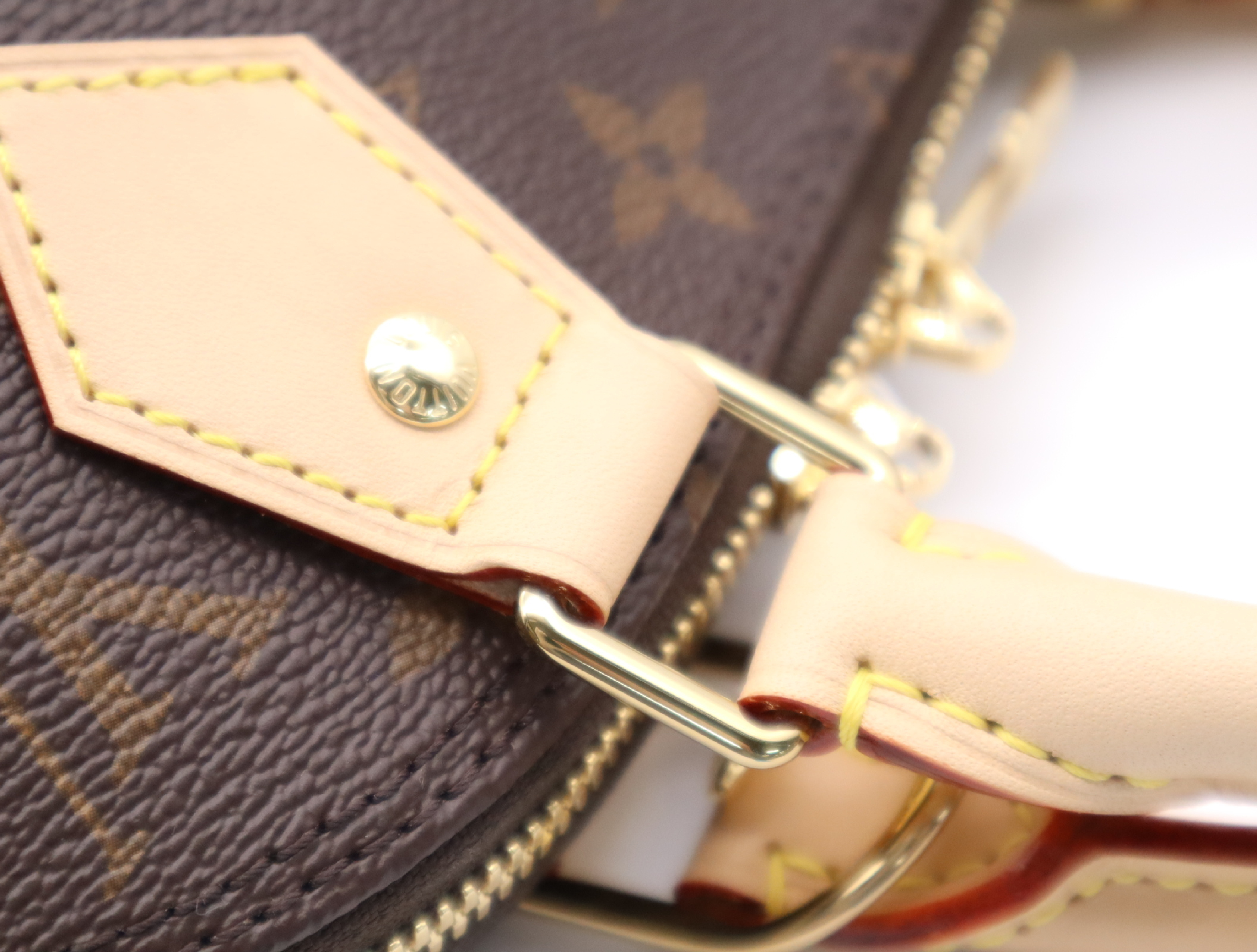 M46990 Monogram Alma BB Handbag with Shoulder Strap, Padlock, 2 Keys, Clochette, Dust Bag, and Box. RFID ID tested. — view 8