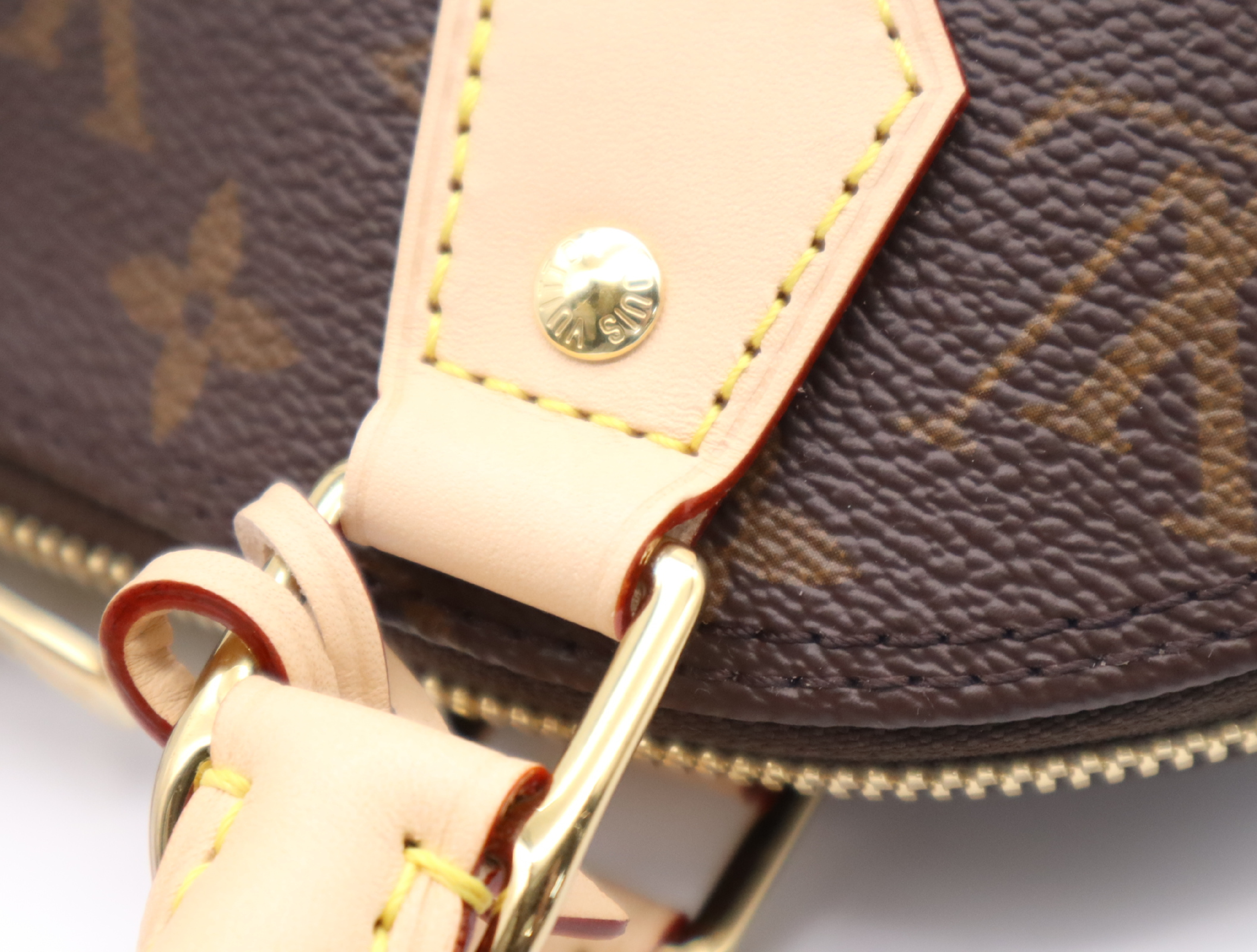 M46990 Monogram Alma BB Handbag with Shoulder Strap, Padlock, 2 Keys, Clochette, Dust Bag, and Box. RFID ID tested. — view 9