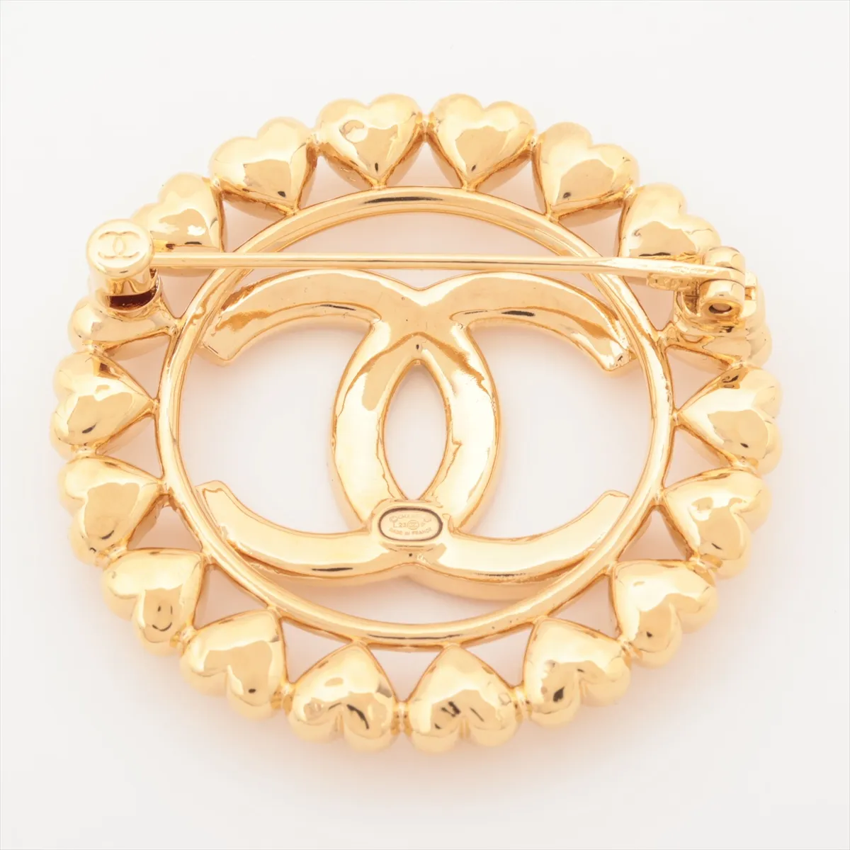 Coco Mark Heart Brooch L23P GP Gold. Shows signs of wear, — view 2