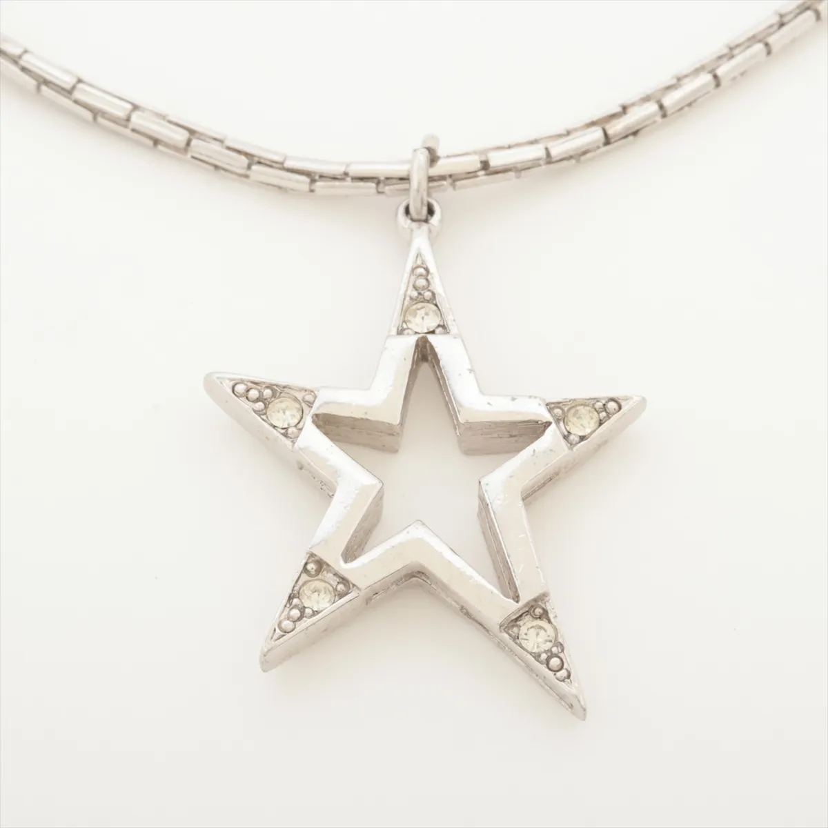 bracelet, metal and rhinestones, silver. Shows signs of wear: — view 2