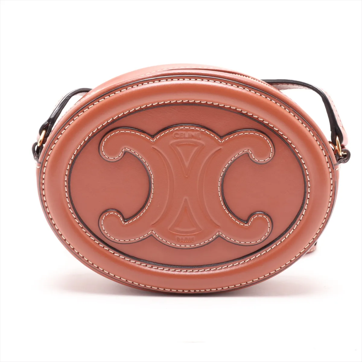 Oval Purse Cuir Triomphe Leather Shoulder Bag Brown — view 2