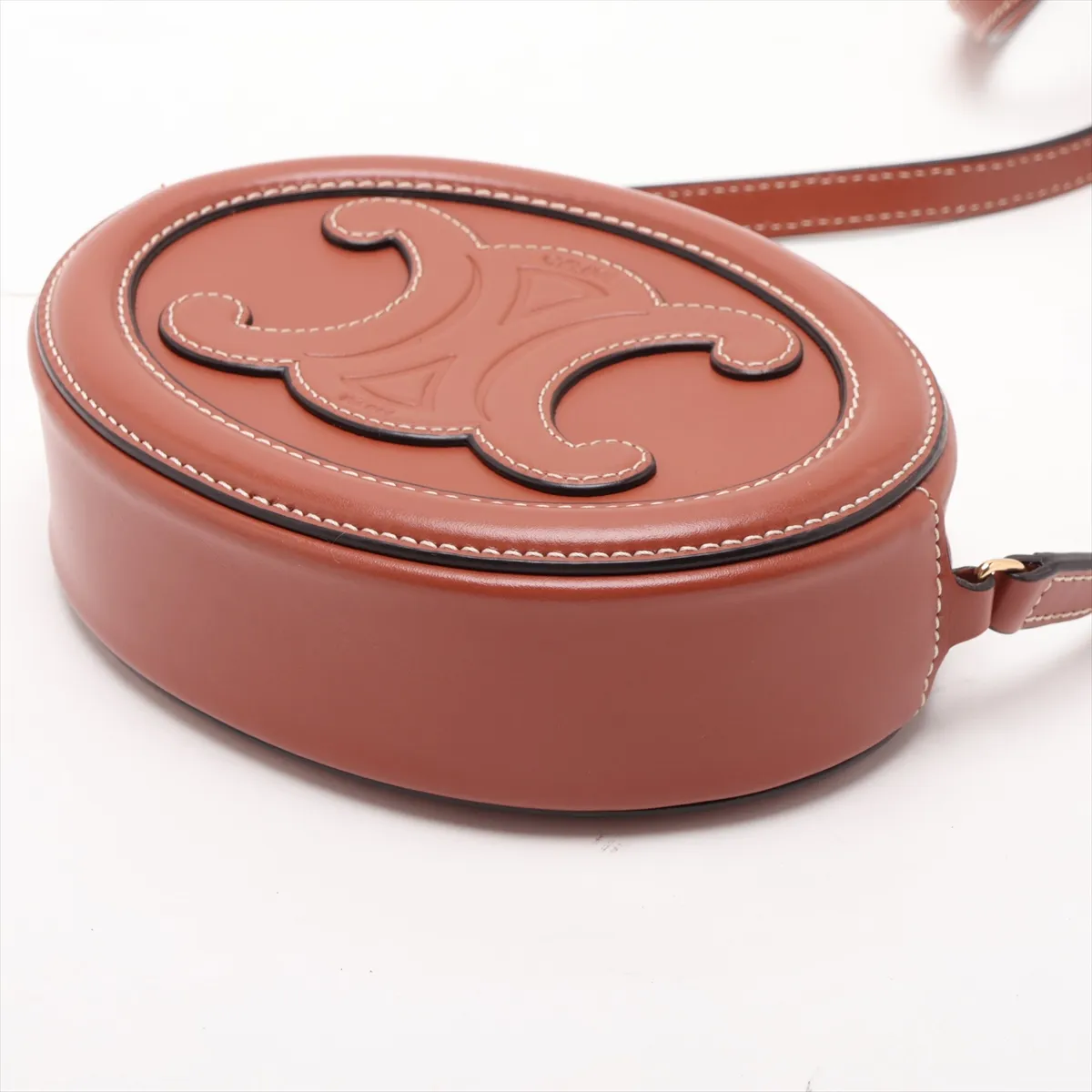 Oval Purse Cuir Triomphe Leather Shoulder Bag Brown — view 3