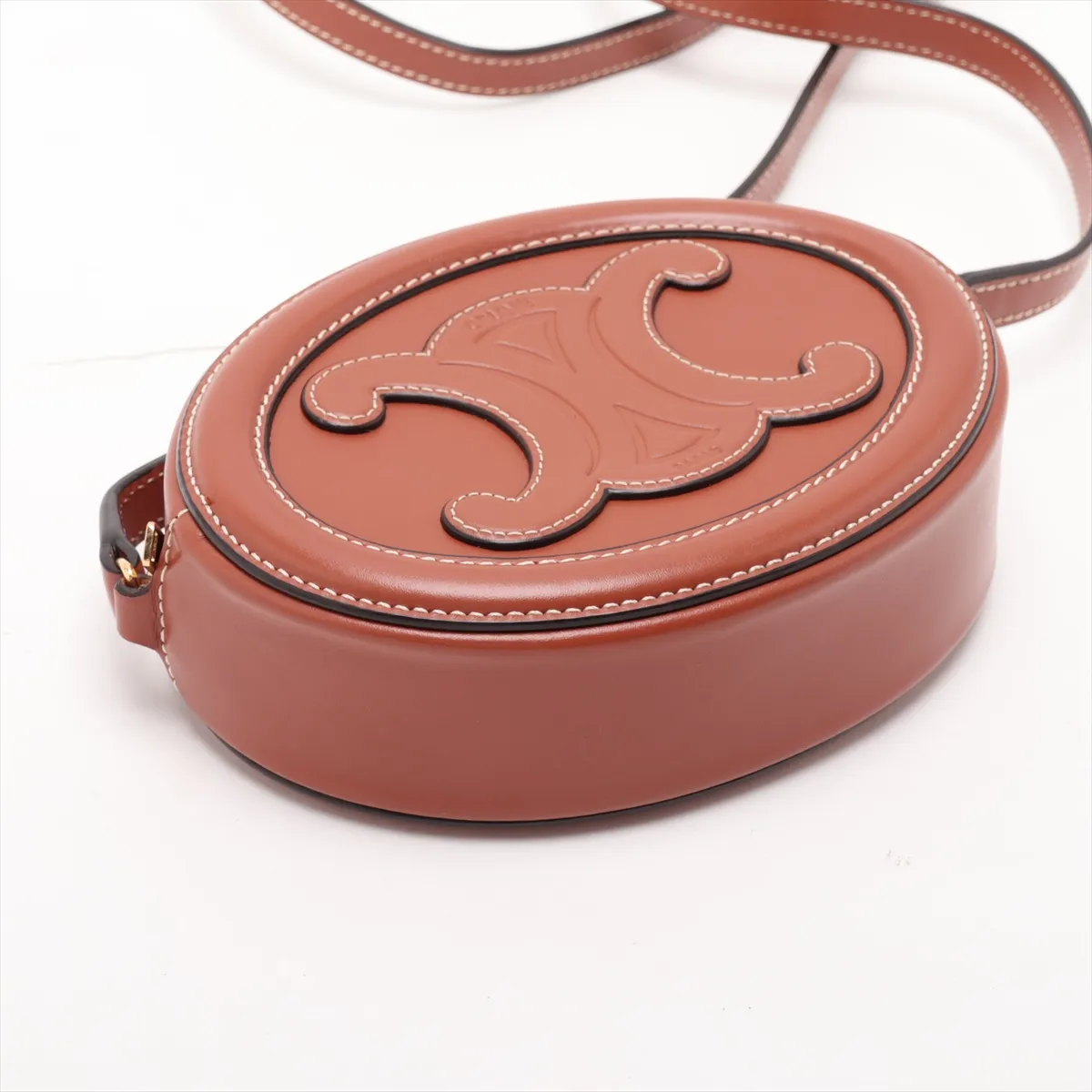 Oval Purse Cuir Triomphe Leather Shoulder Bag Brown — view 4