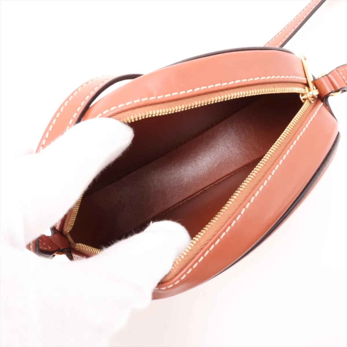 Oval Purse Cuir Triomphe Leather Shoulder Bag Brown — view 6