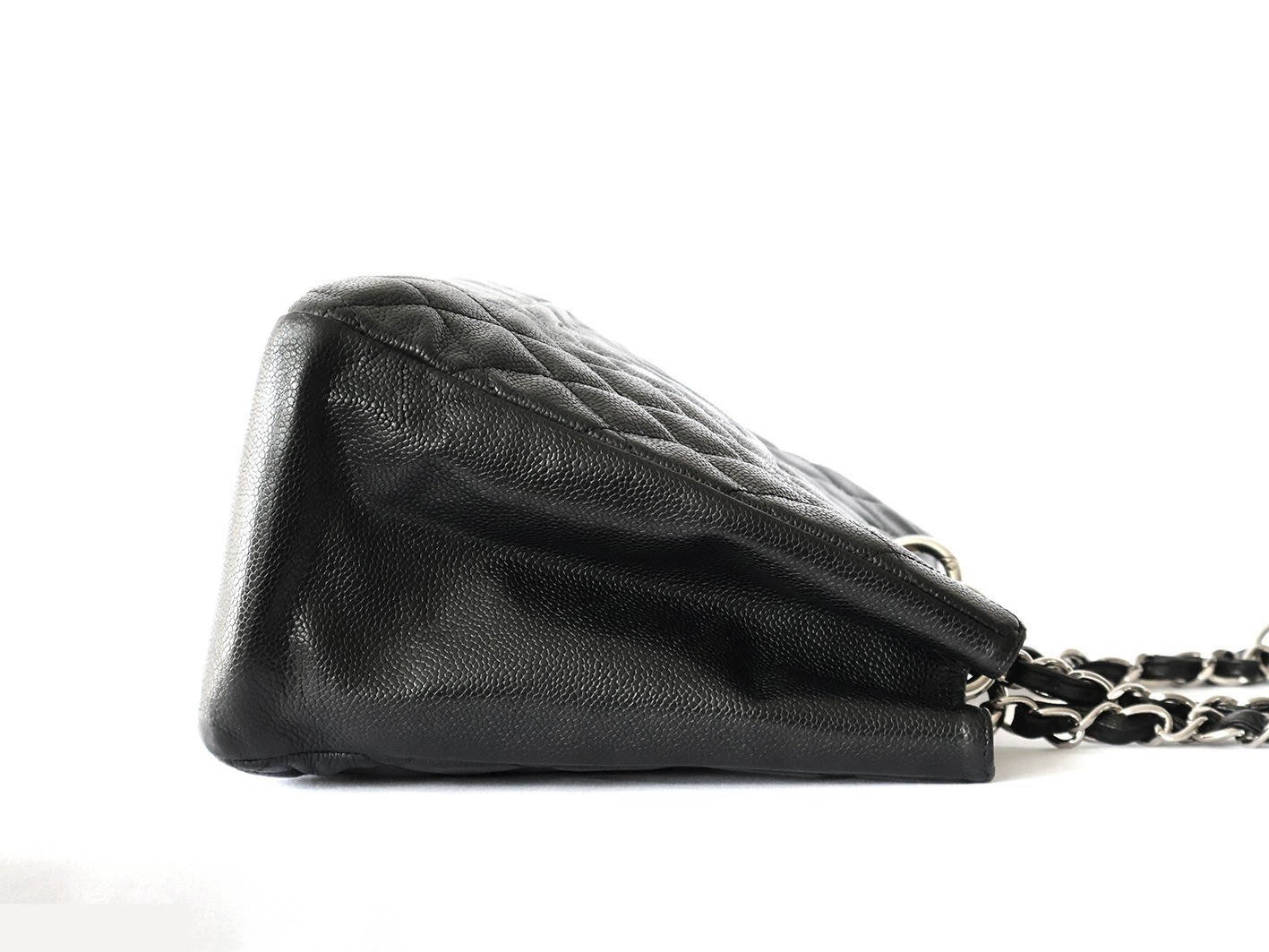 Caviar Skin GST Chain Tote Bag, Black — view 6