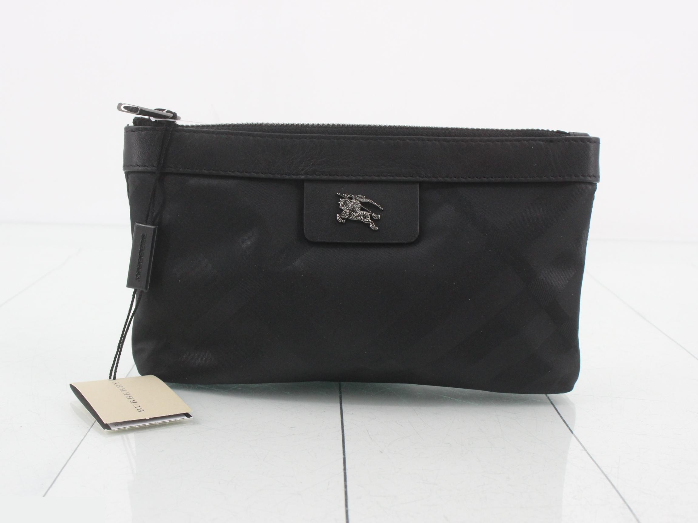 Nylon/Leather Pouch, Black