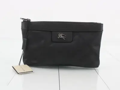 Nylon/Leather Pouch, Black
