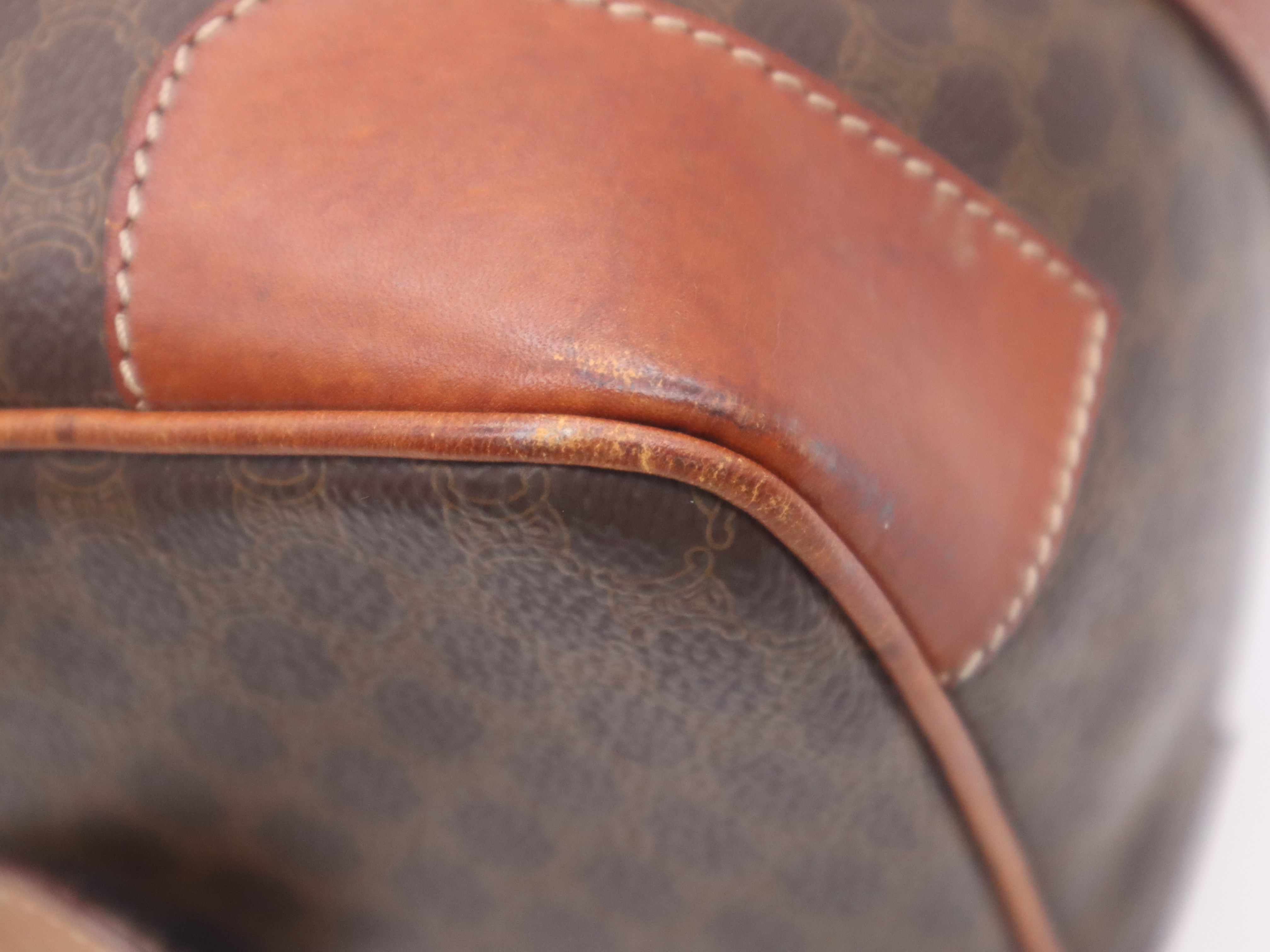 PVC x Leather Macadam Pattern Mini Boston Bag with Gold Hardware, Brown Boston Bag — view 10